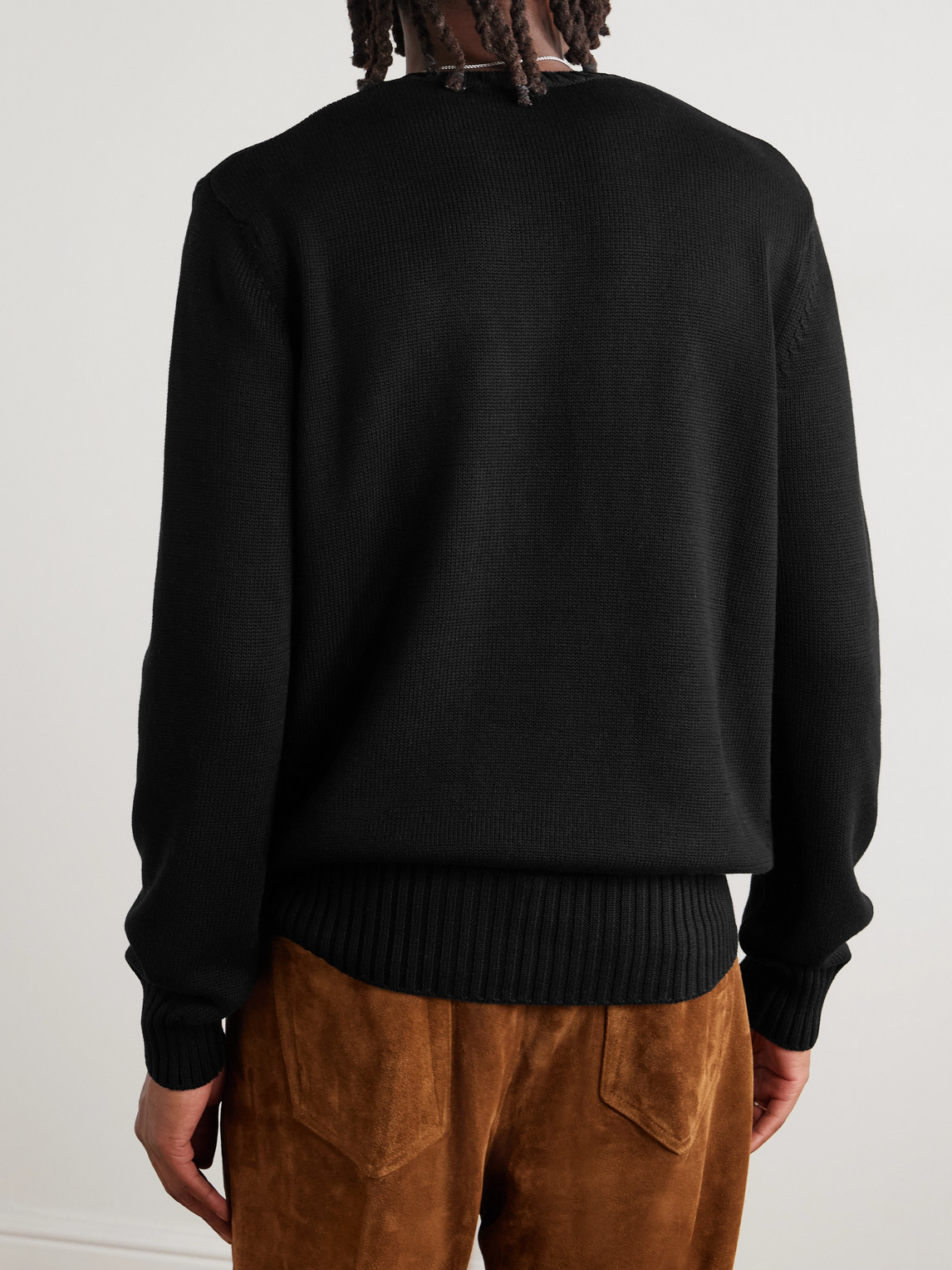 Givenchy Mens Black Logo-embroidered Crewneck Knitted Cotton Jumper Xl In Black