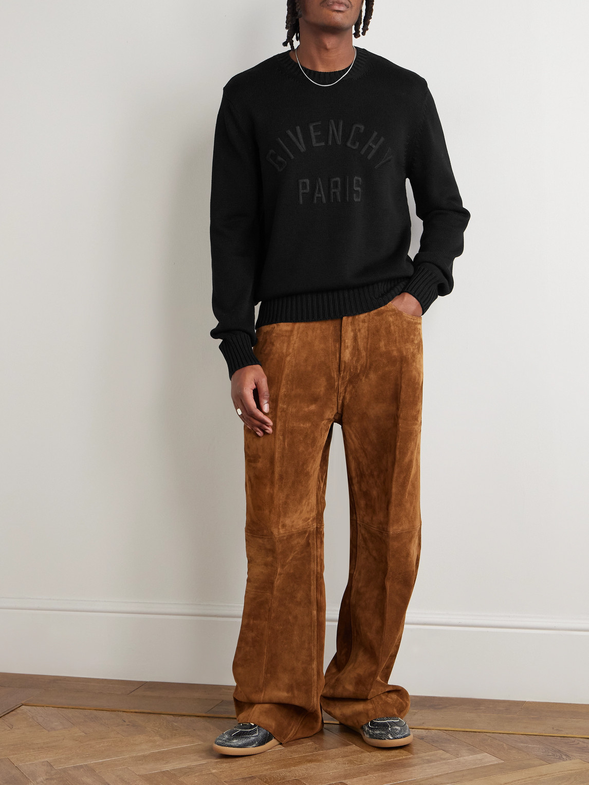 Givenchy Mens Black Logo-embroidered Crewneck Knitted Cotton Jumper Xl In Black