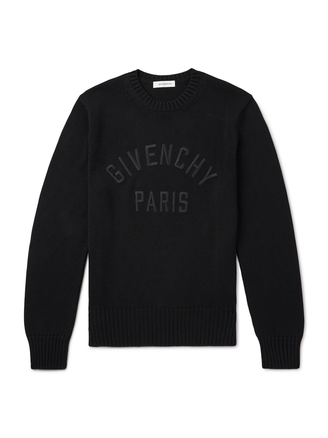 Givenchy Mens Black Logo-embroidered Crewneck Knitted Cotton Jumper Xl In Black