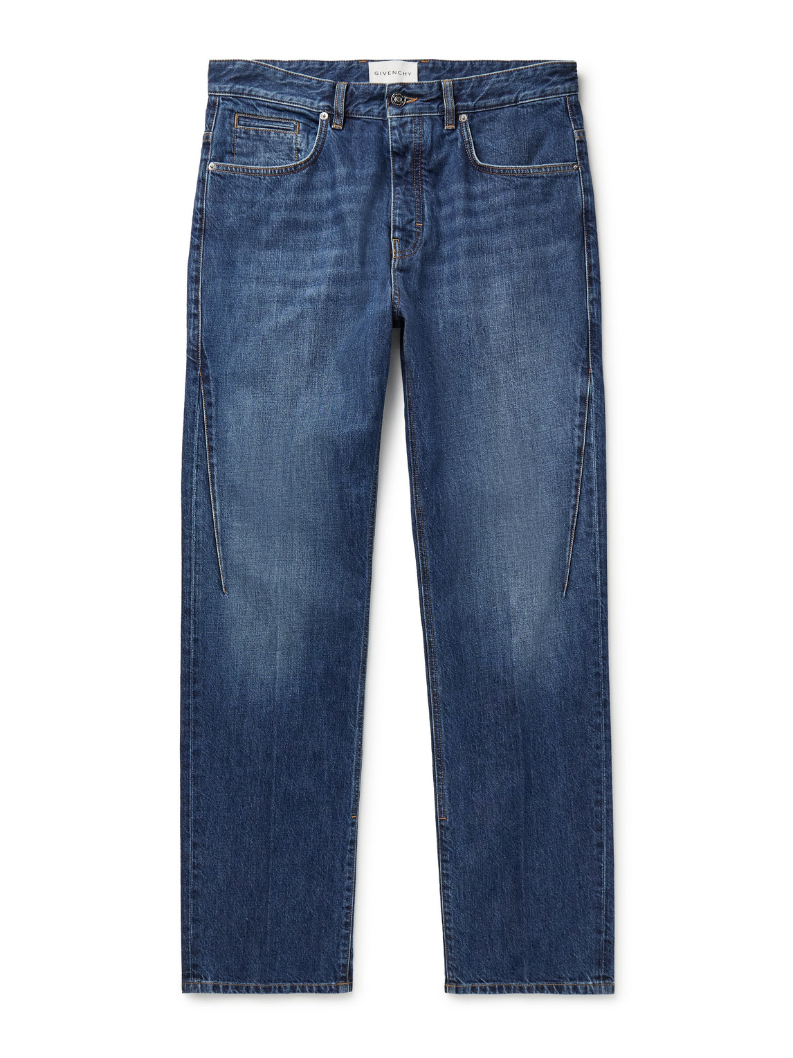 Logo-Embroidered Straight-Leg Jeans