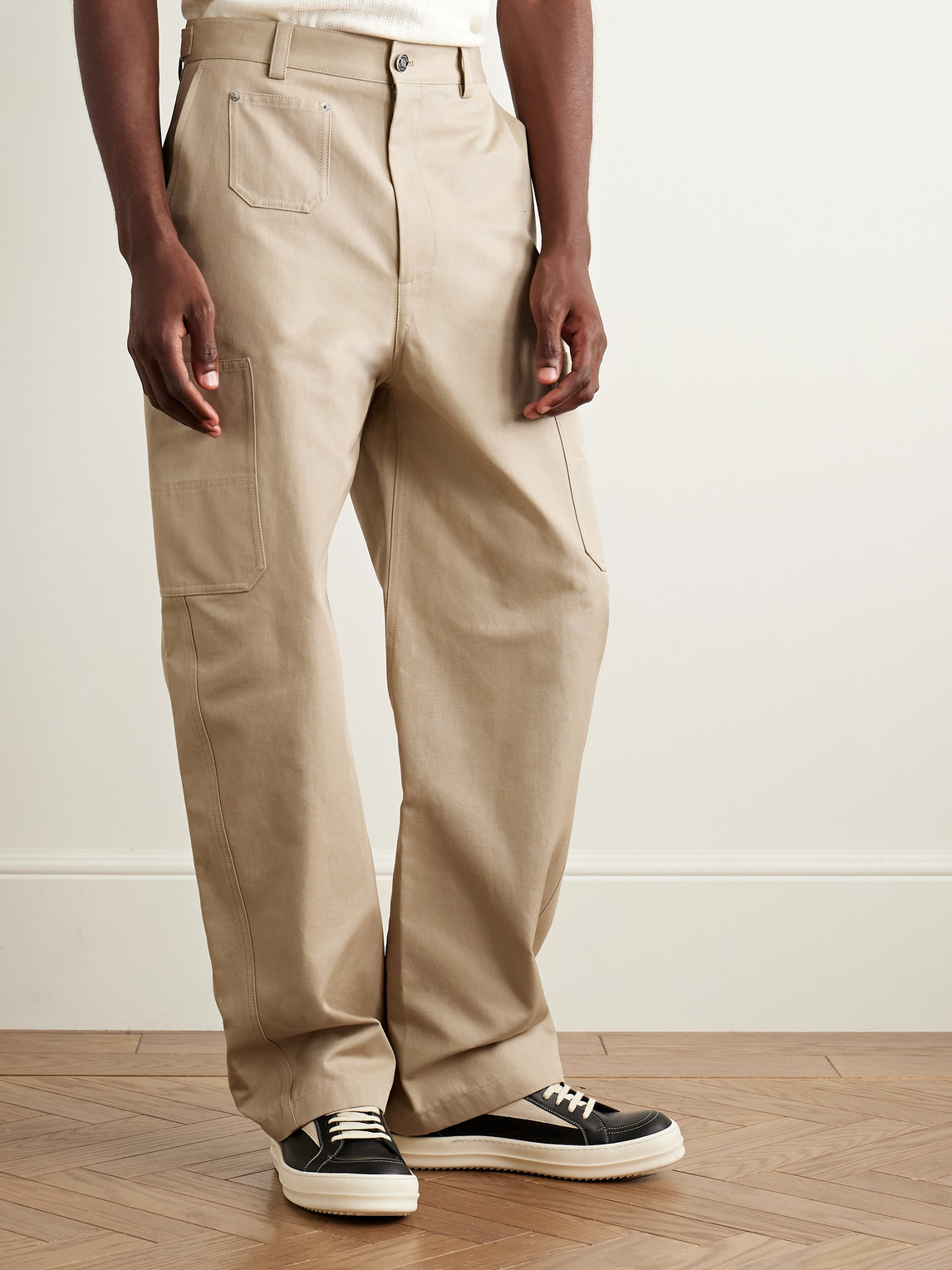 Givenchy Wide-leg Cotton-canvas Cargo Trousers In Neutral