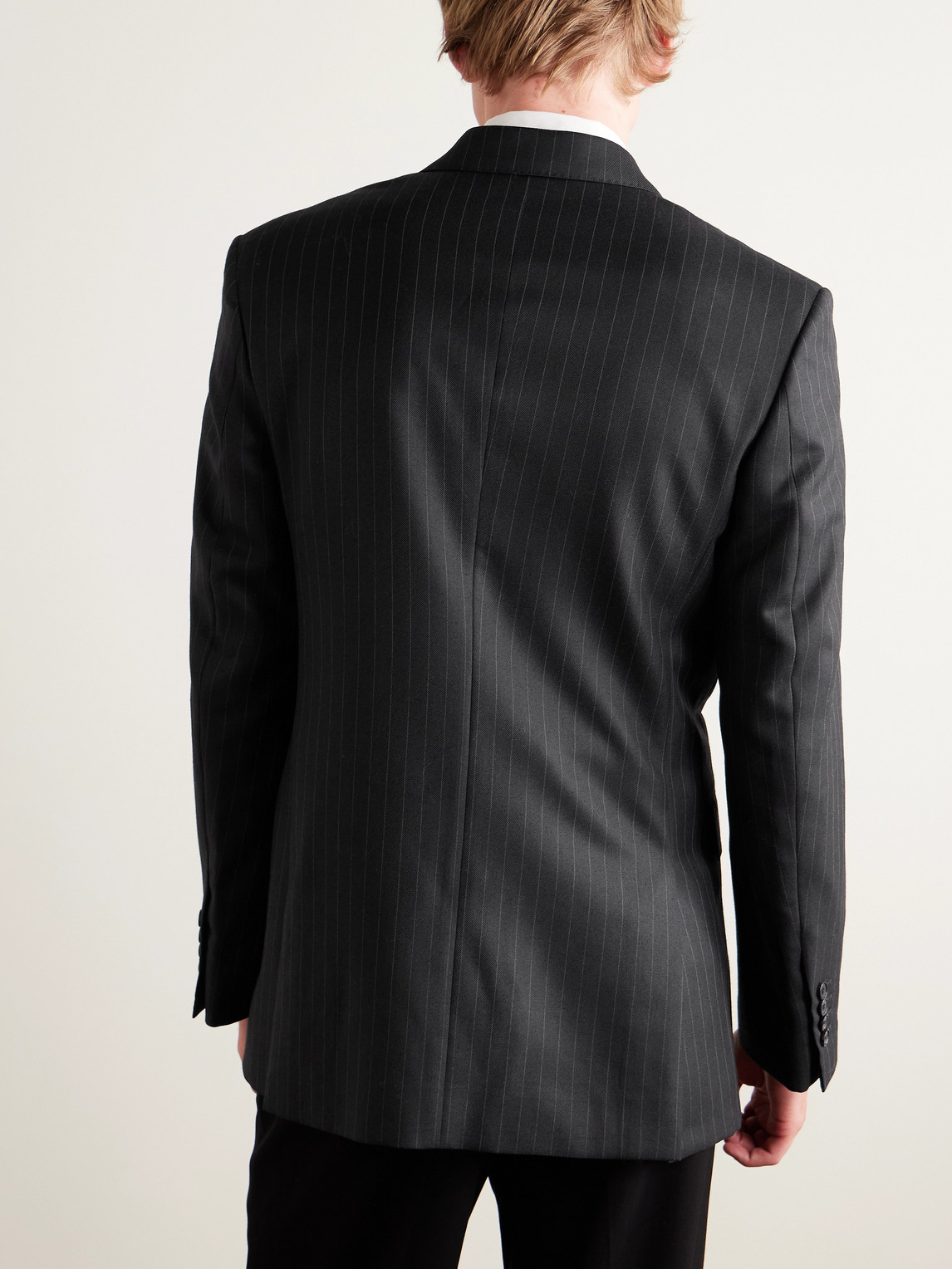 Givenchy Double-breasted Pinstriped Wool-twill Suit Jacket In Black