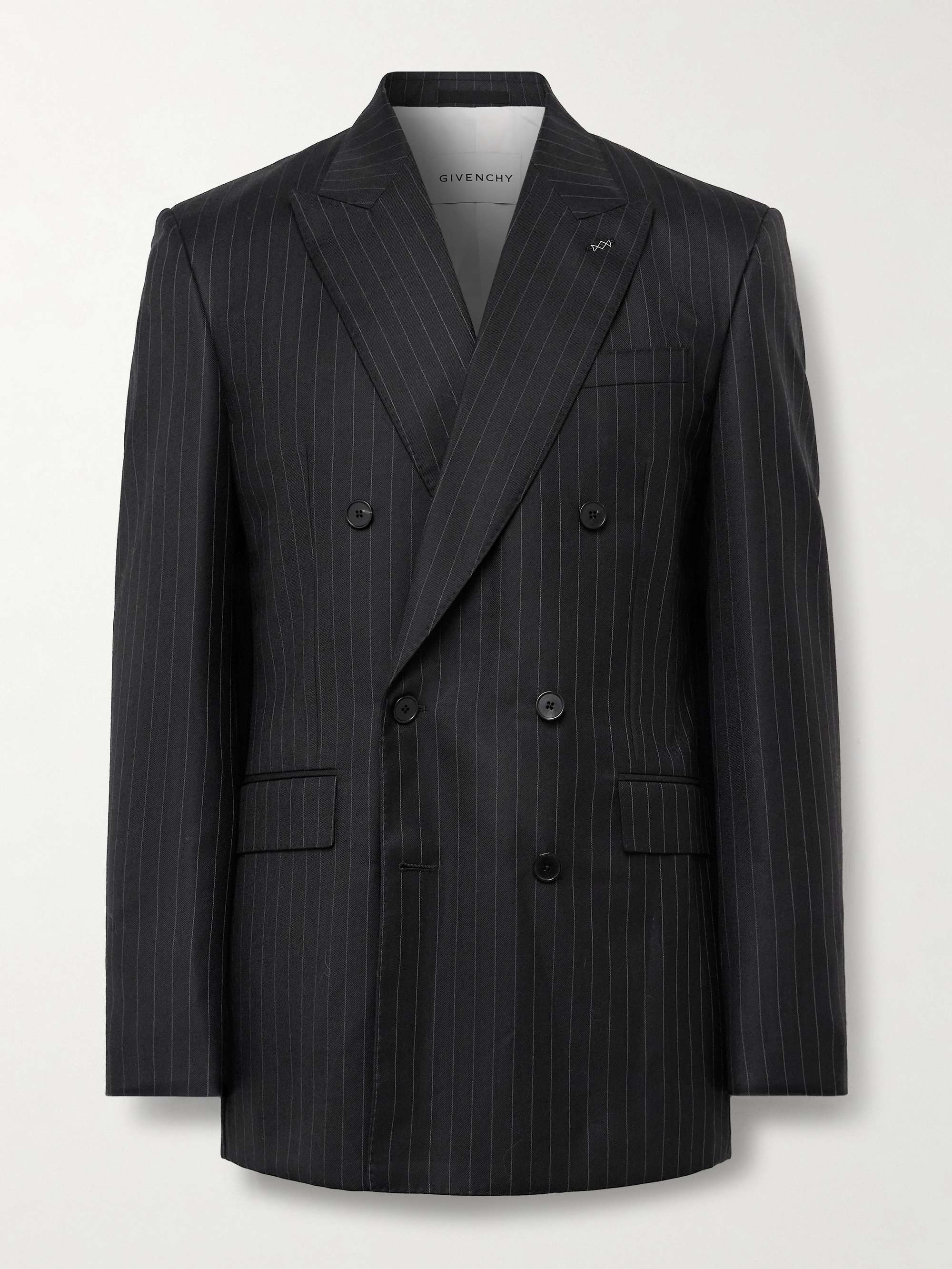 GIVENCHY Double-Breasted Pinstriped Wool-Twill Suit Jacket