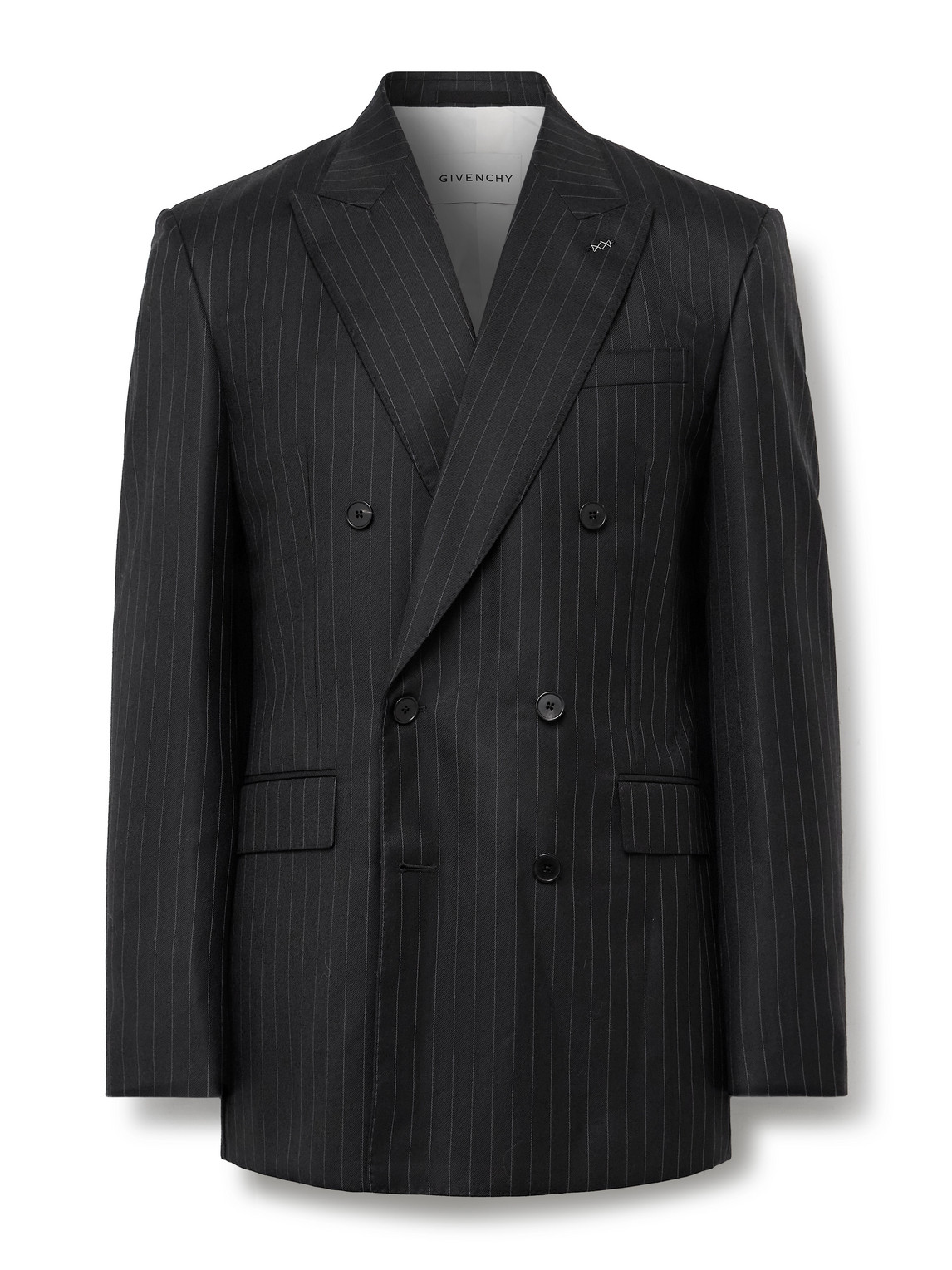 Givenchy Double-breasted Pinstriped Wool-twill Suit Jacket In Black