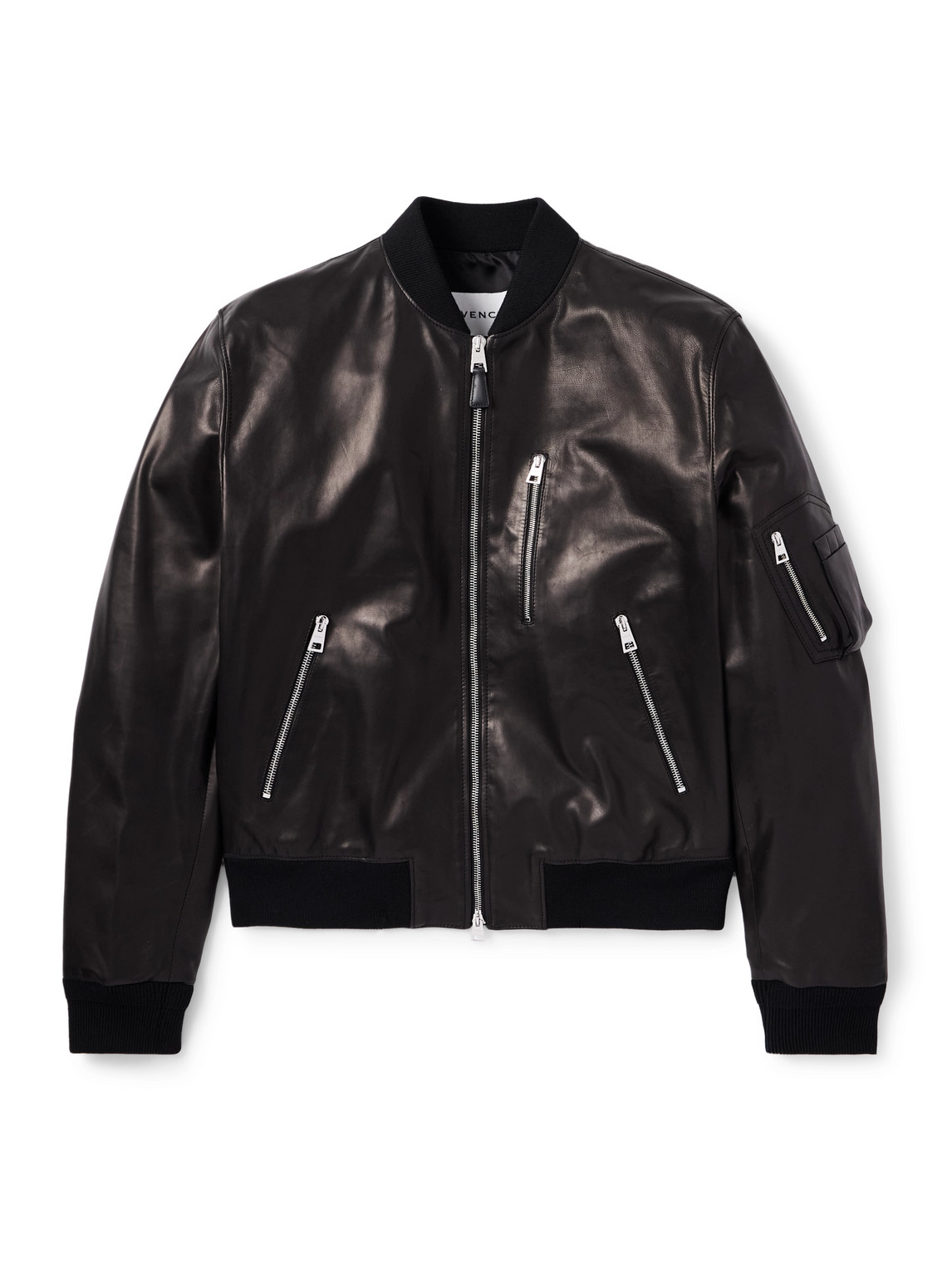 Givenchy Leather Bomber Jacket In Black