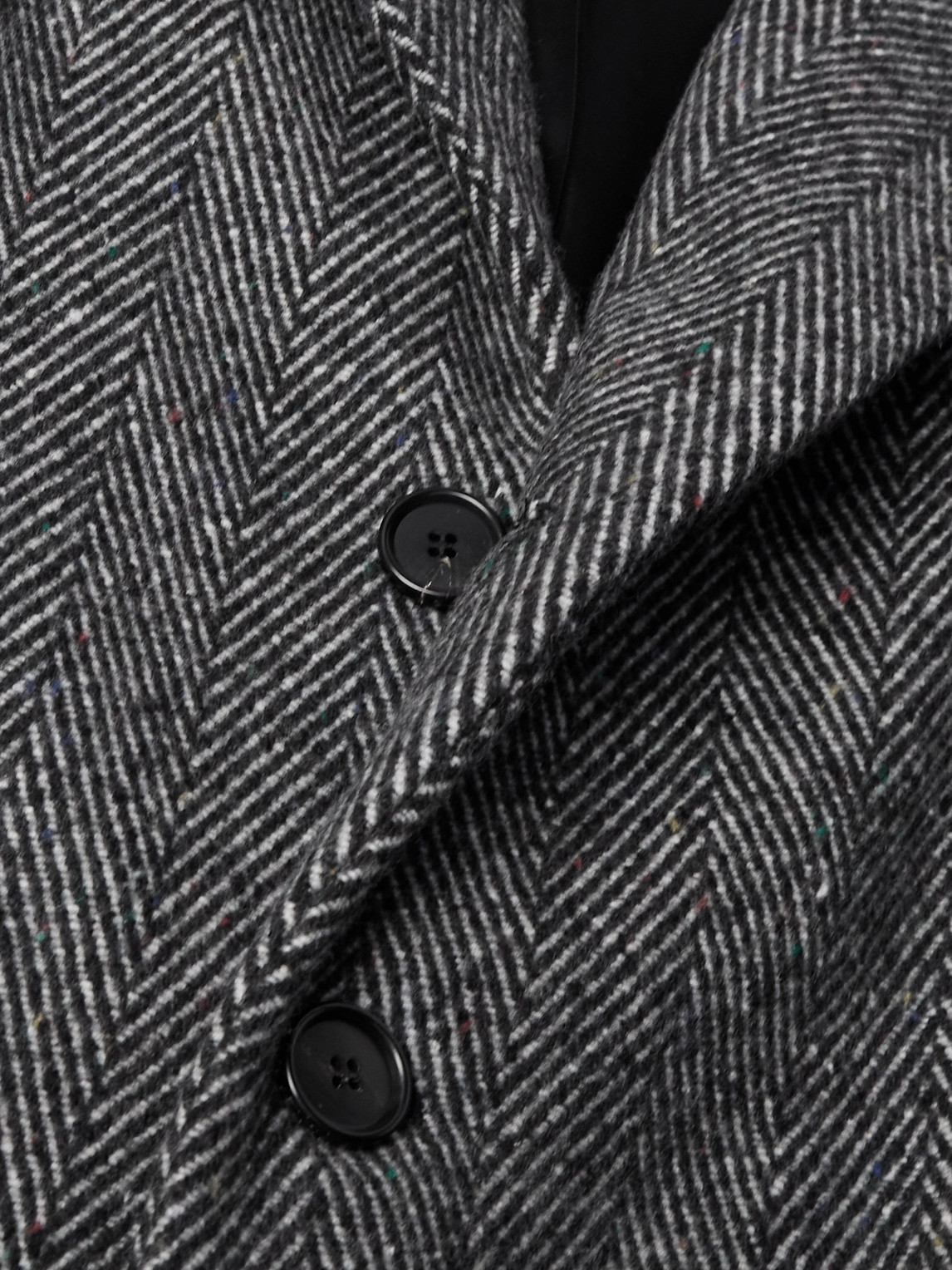 Givenchy Herringbone-pattern Notched-lapel Coat In Gray