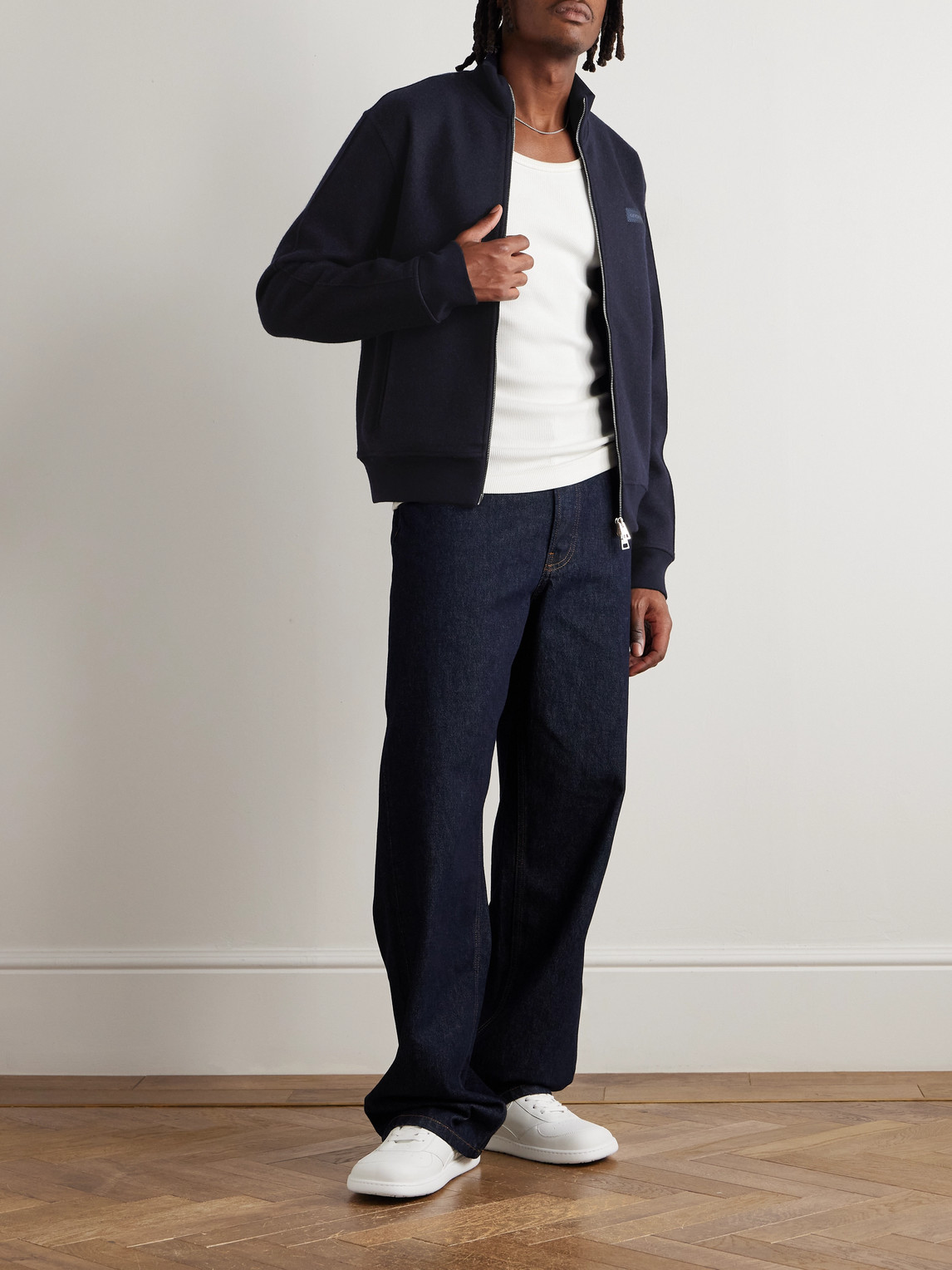 Givenchy Logo-appliquéd Wool-blend Track Jacket In Blue