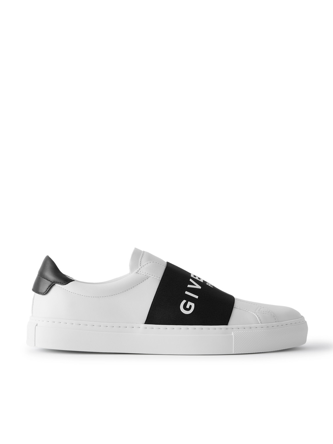 Givenchy Urban Street Logo-appliquéd Webbing-trimmed Leather Slip-on Sneakers In White