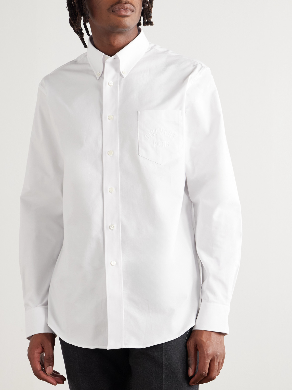 Givenchy Paris Embroidered Classic Fit Cotton Poplin Button-down Shirt In White