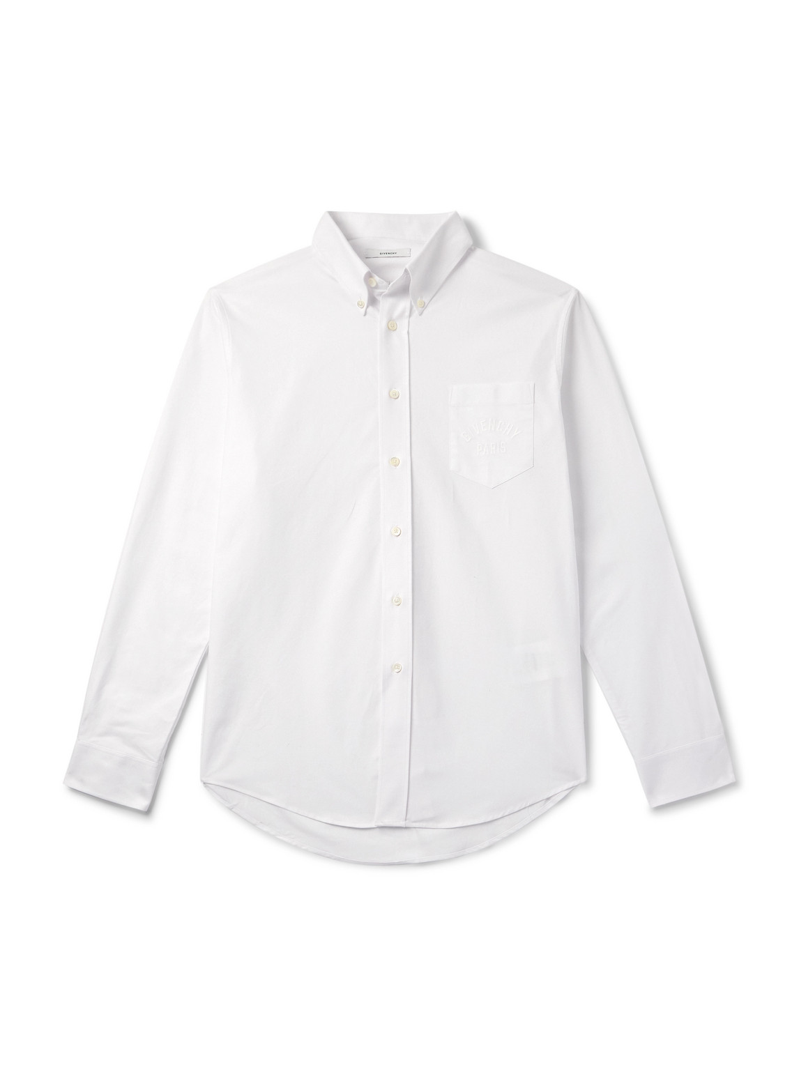 Givenchy Button-down Collar Logo-embroidered Cotton Oxford Shirt In White