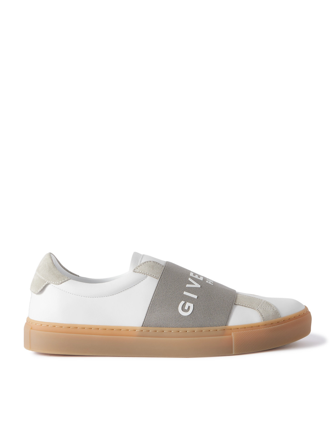 Givenchy Urban Street Logo-appliquéd Webbing And Suede-trimmed Leather Slip-on Sneakers In White