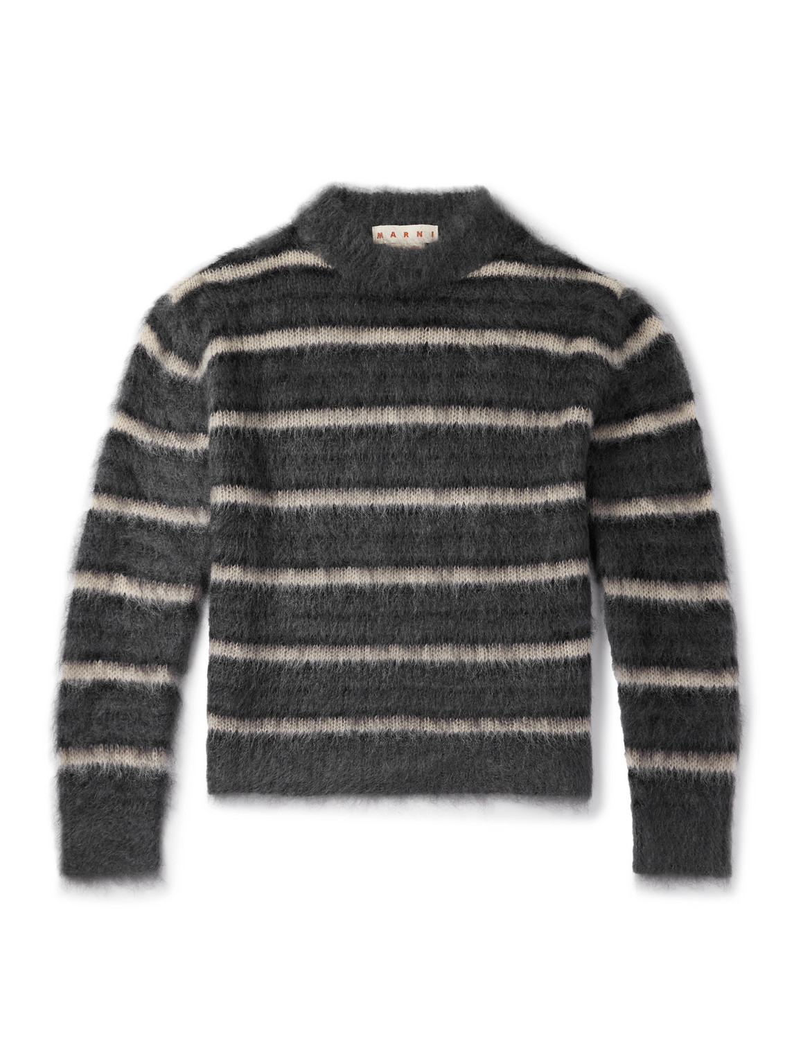 Marni Striped Mohair-blend Sweater In Gray