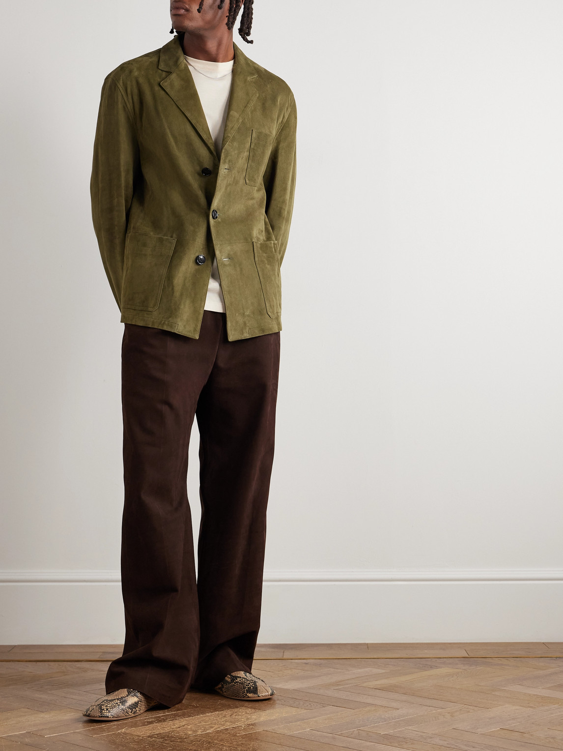 Marni Suede Overshirt In Green
