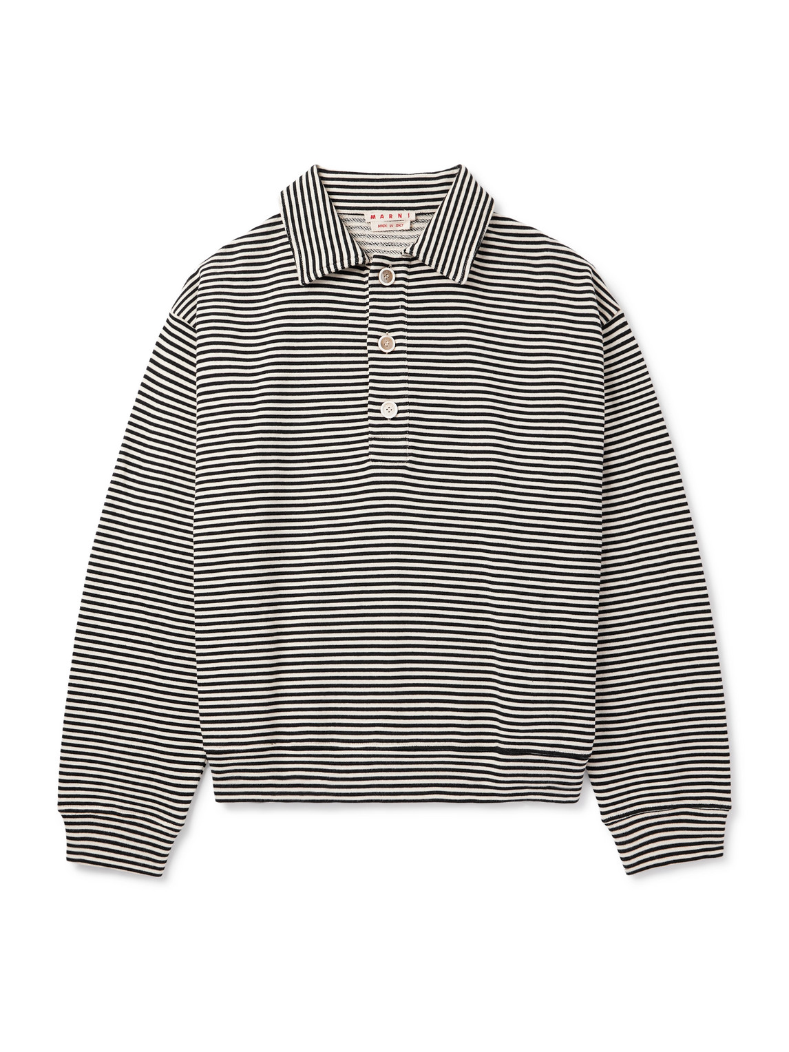 Marni Striped Cotton-jersey Polo Shirt In Multi