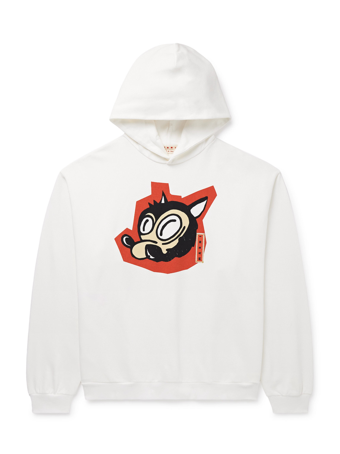 Marni Oversized Logo-appliquéd Printed Cotton-jersey Hoodie In White
