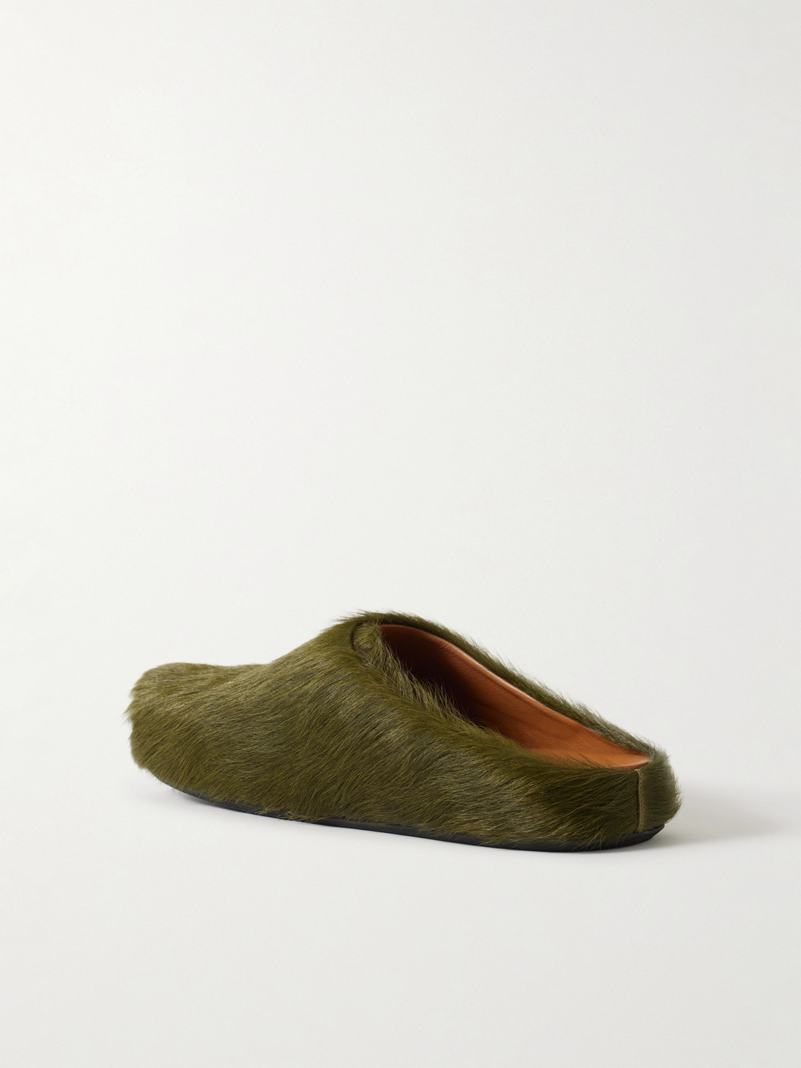 Marni Green Long-haired Calfskin Footbed Sabot