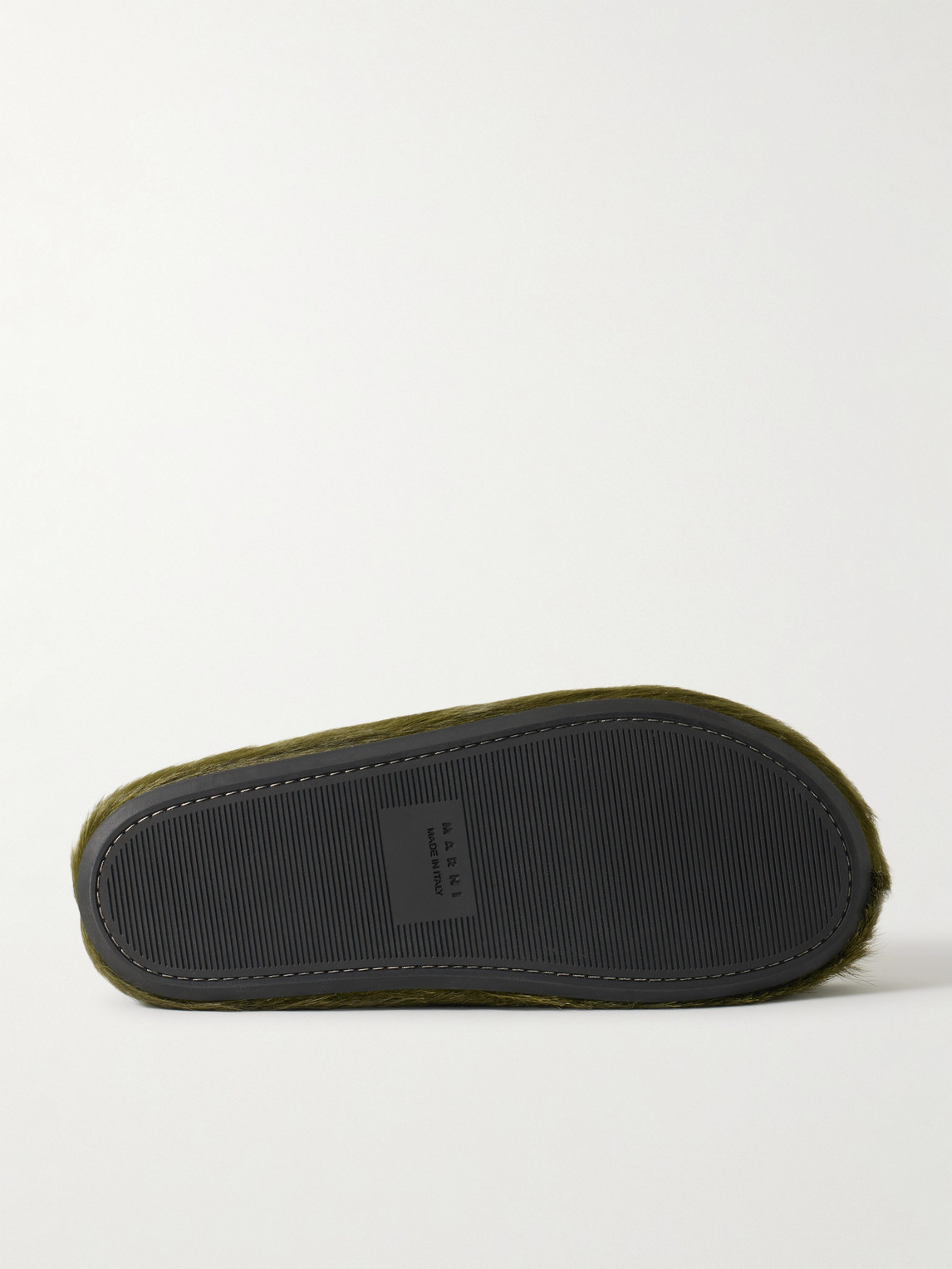 Marni Green Long-haired Calfskin Footbed Sabot
