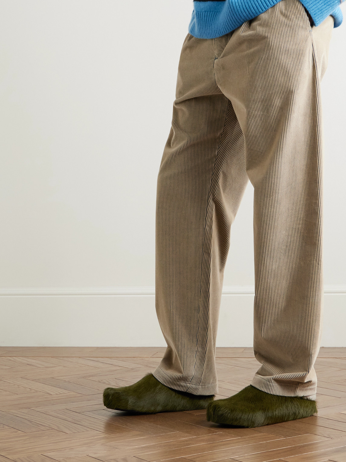 Marni Green Long-haired Calfskin Footbed Sabot