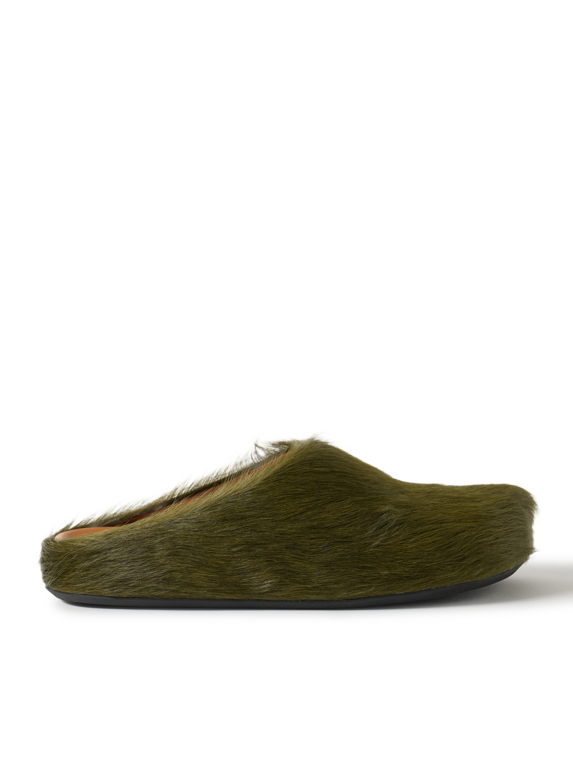 Marni Green Long-haired Calfskin Footbed Sabot