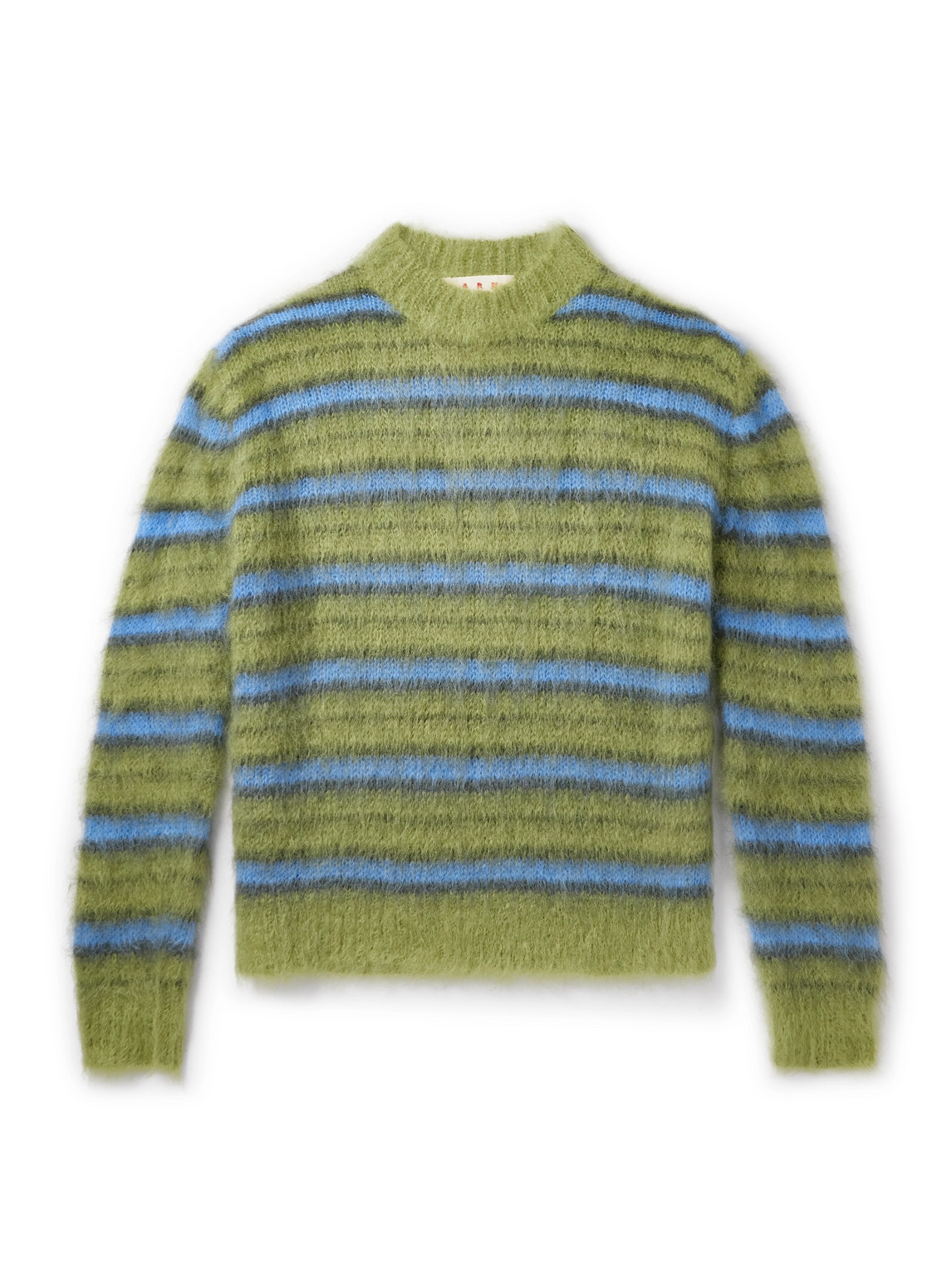 Marni Striped Mohair-blend Sweater In Green