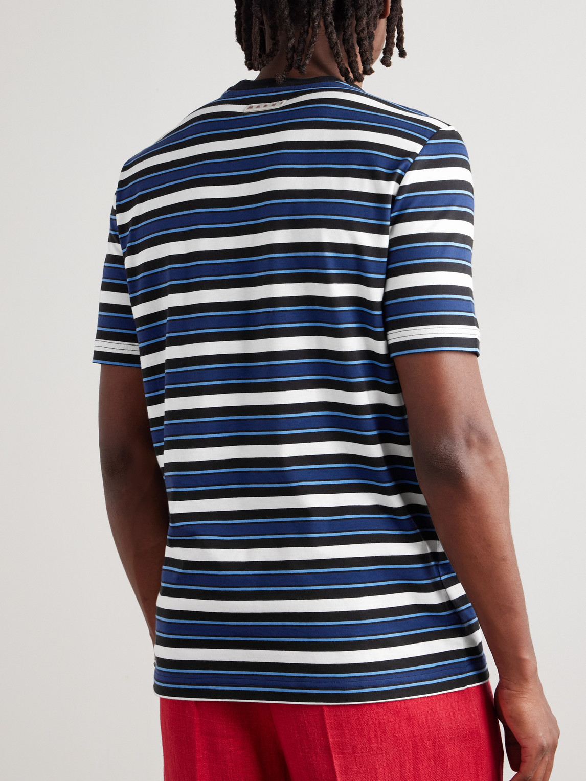 Marni Striped Cotton-jersey T-shirt In Blue