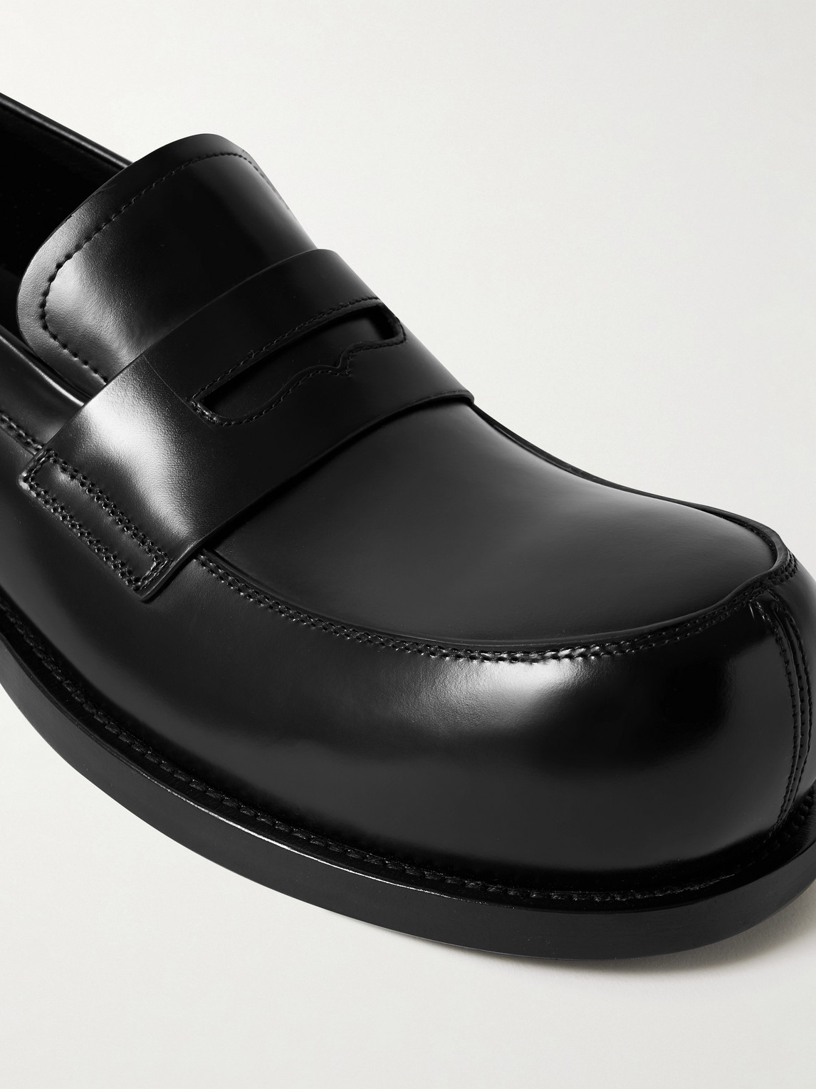 Marni Glossed-leather Penny Loafers In Black