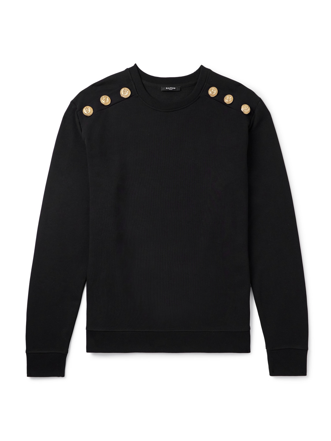 【BALMAIN】 Logo-Embroidered Cotton-Jersey Sweatshirt Balmain - Logo-Embroidered Cotton-Jersey Sweatshirt