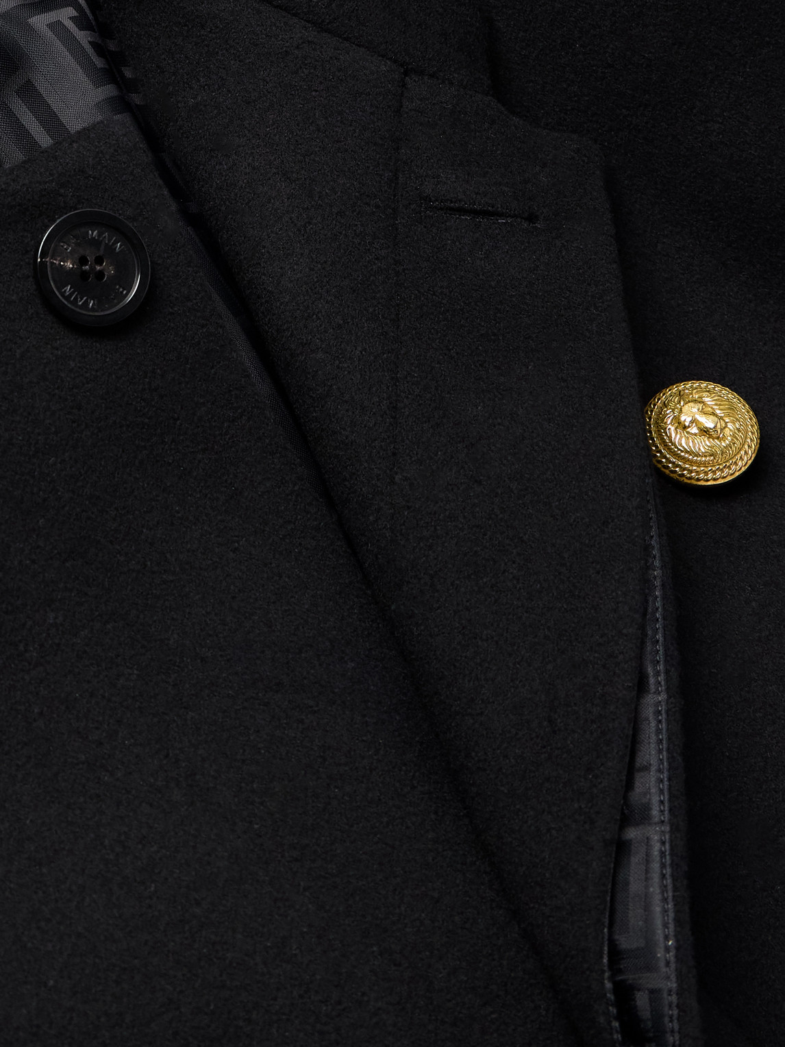 Balmain Double-breasted Embellished Wool And Cashmere-blend Coat In Black