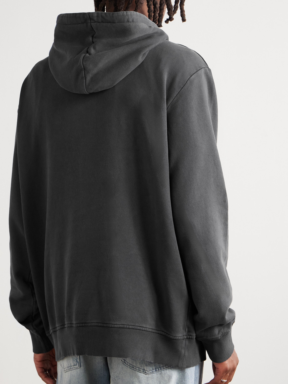 Balmain Logo-embroidered Cotton-jersey Hoodie In Gray
