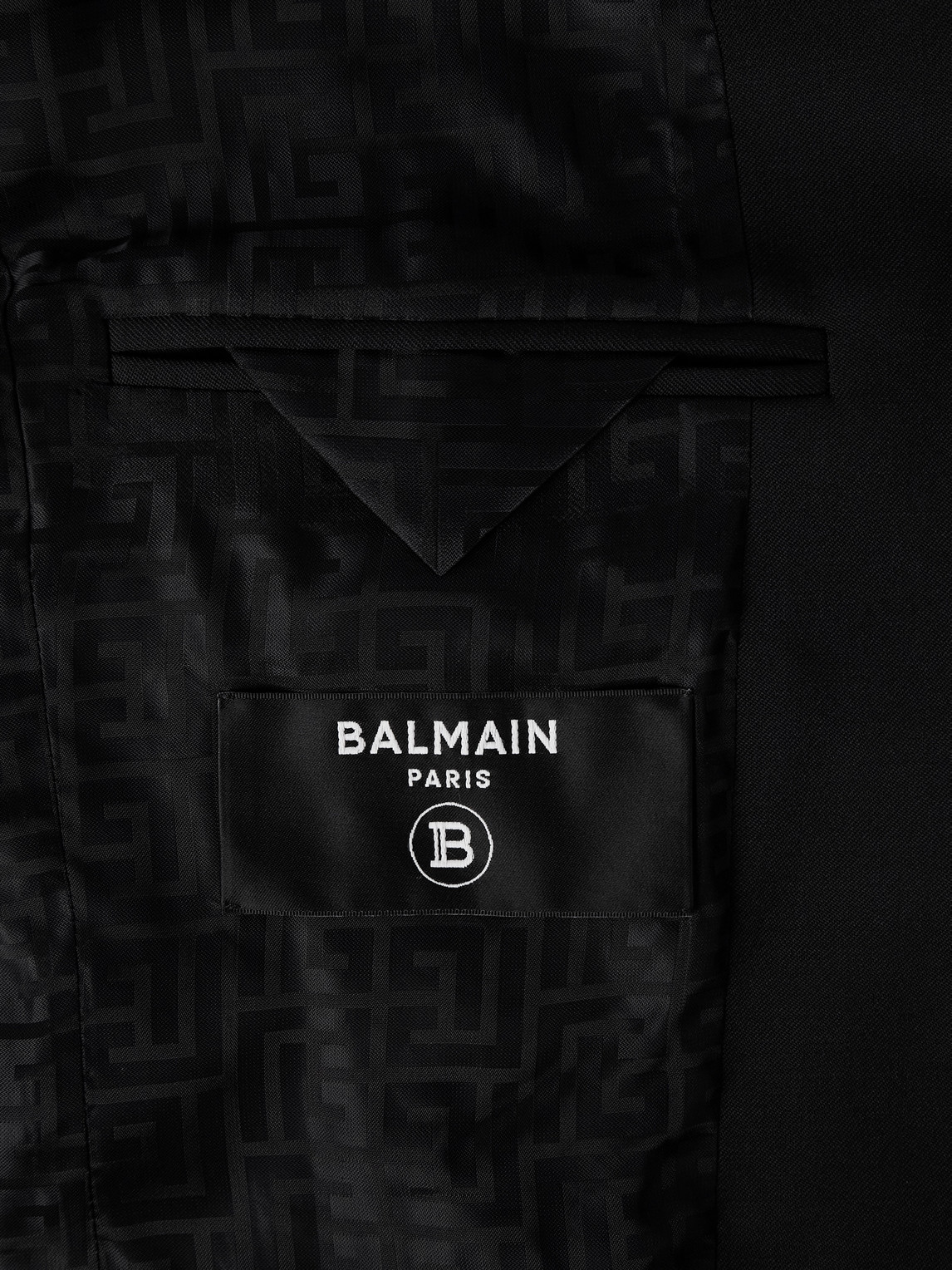 Balmain Double-breasted Grain De Poudre Wool Blazer In Black
