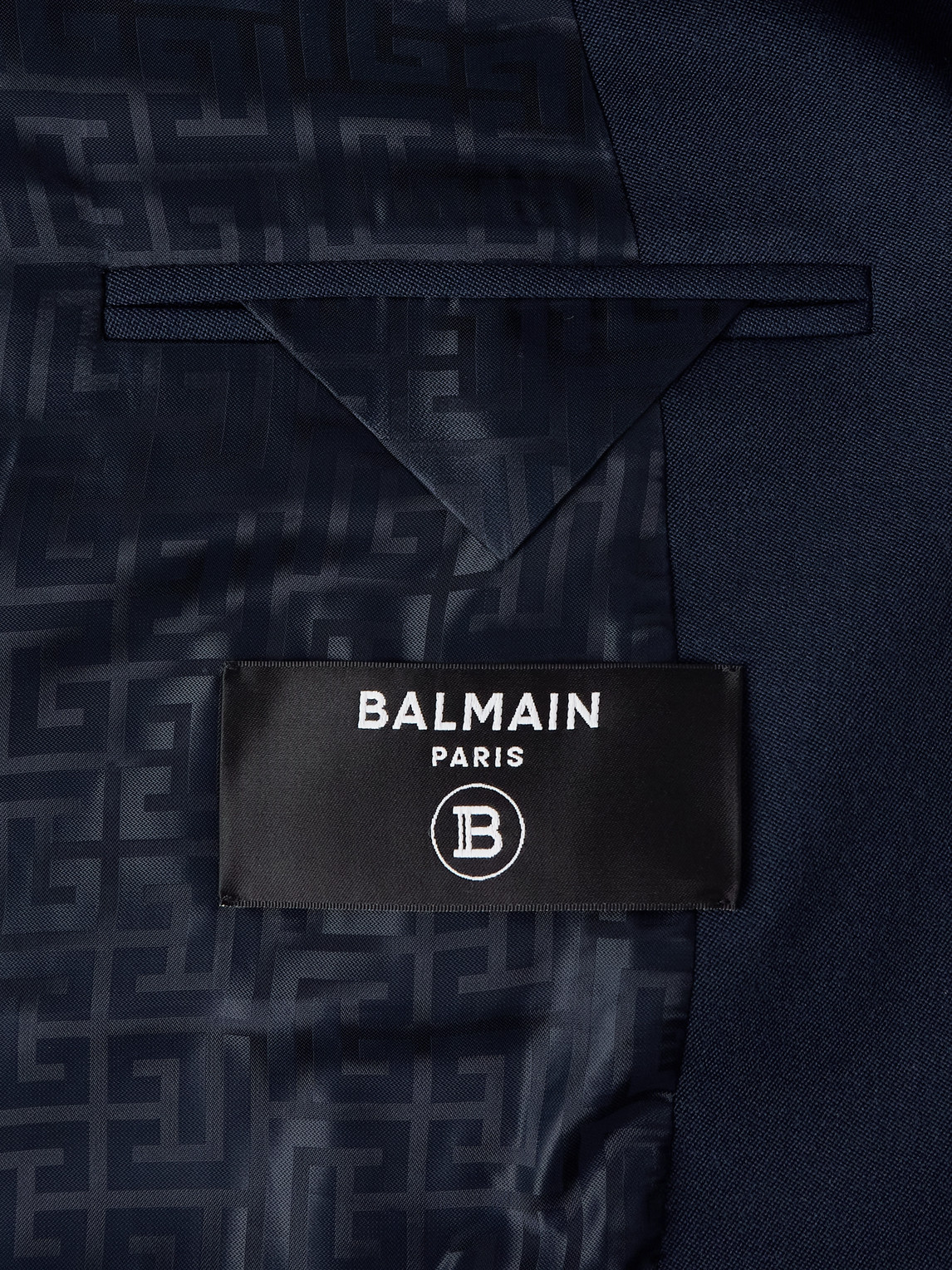 Balmain Double-breasted Grain De Poudre Wool Blazer In Blue