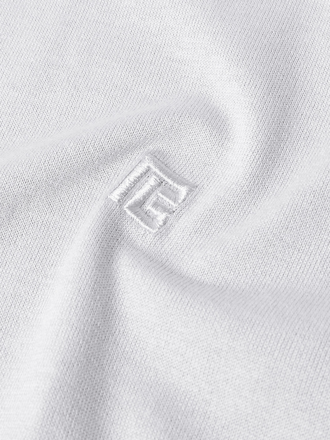 Balmain Logo-embroidered Silk-blend Polo Shirt In Gray