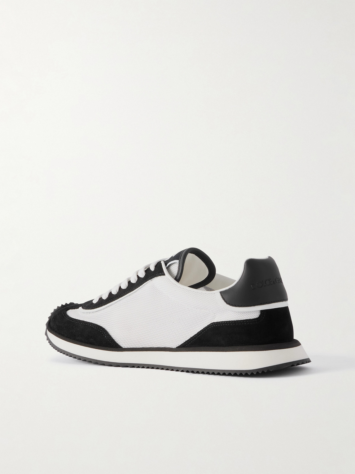 Dolce & Gabbana Men Low-top Mesh Sneakers With Suede Inserts In White