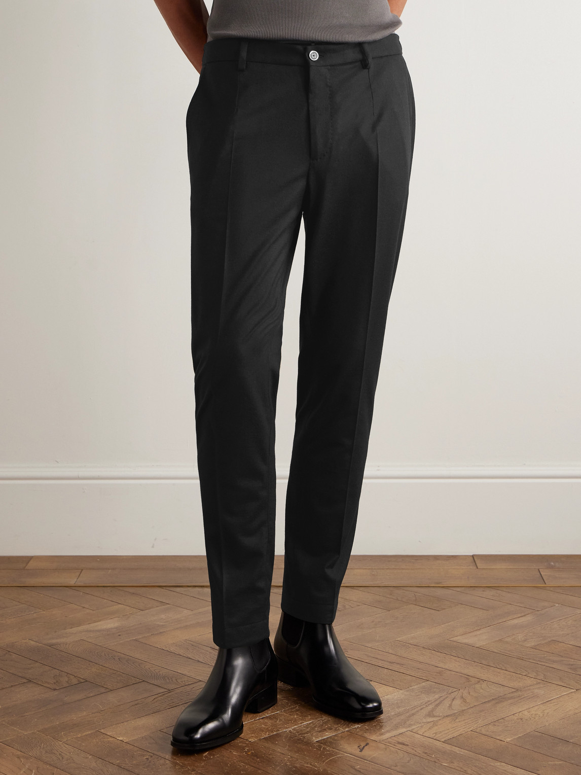 Dolce & Gabbana Slim-fit Cropped Wool Trousers In Black