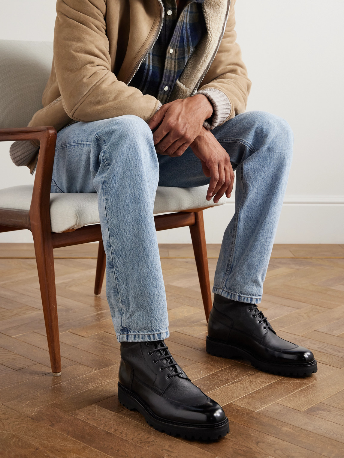 Peak Panelled Leather Boots — 2