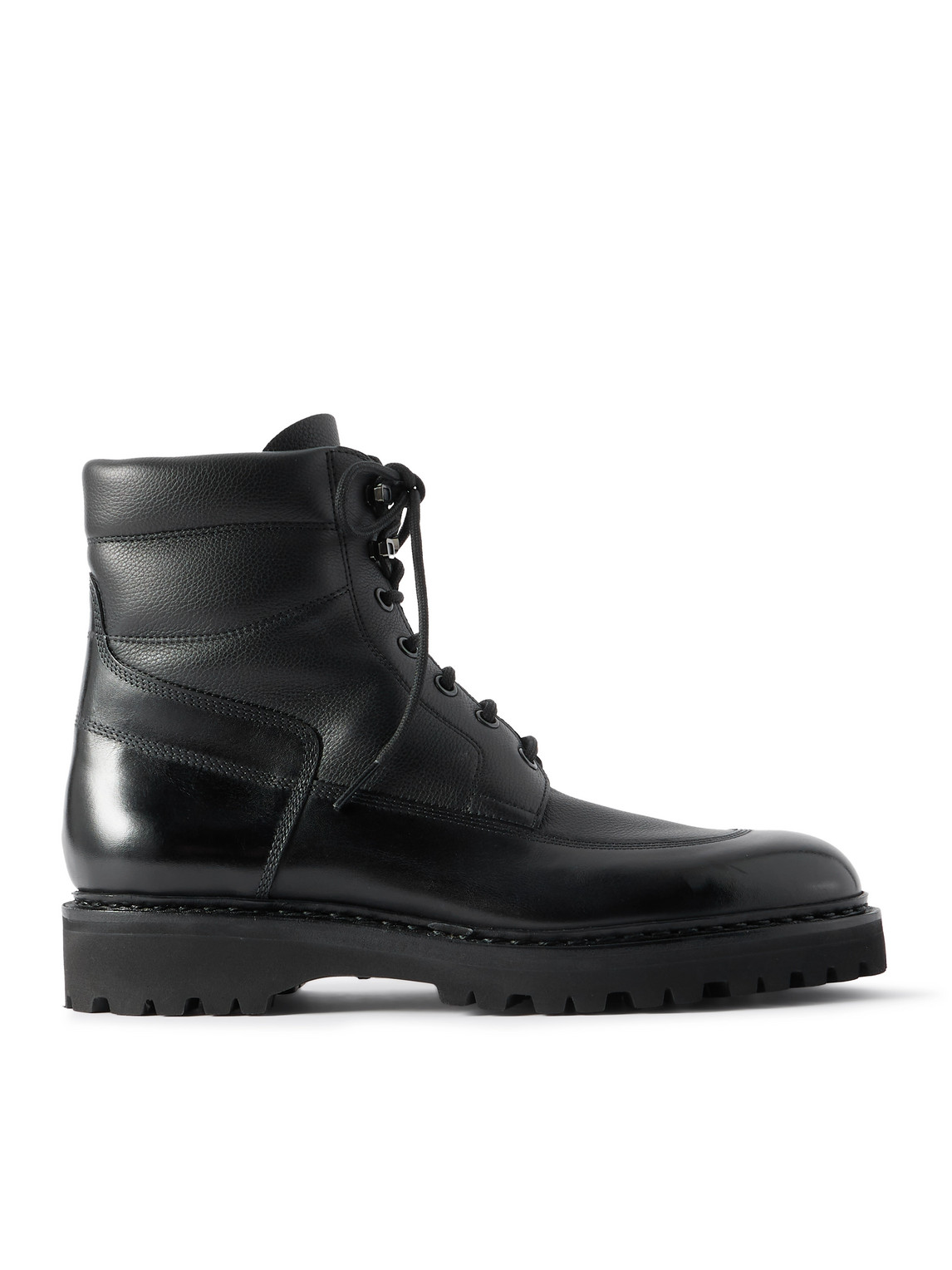 John Lobb Weekend Panelled Leather Boots In Black