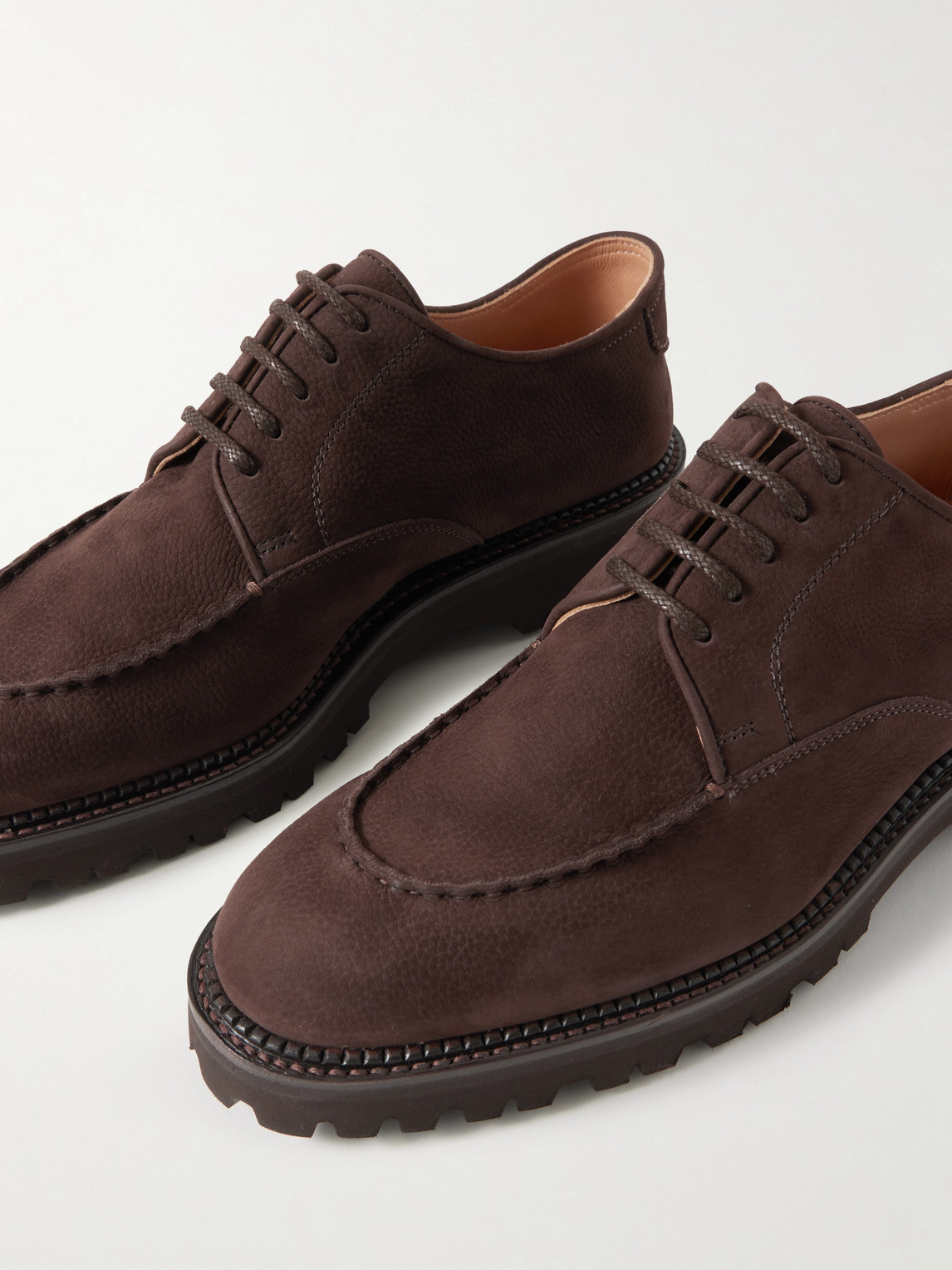 John Lobb Land Rugged Nubuck Derby Shoes In Brown