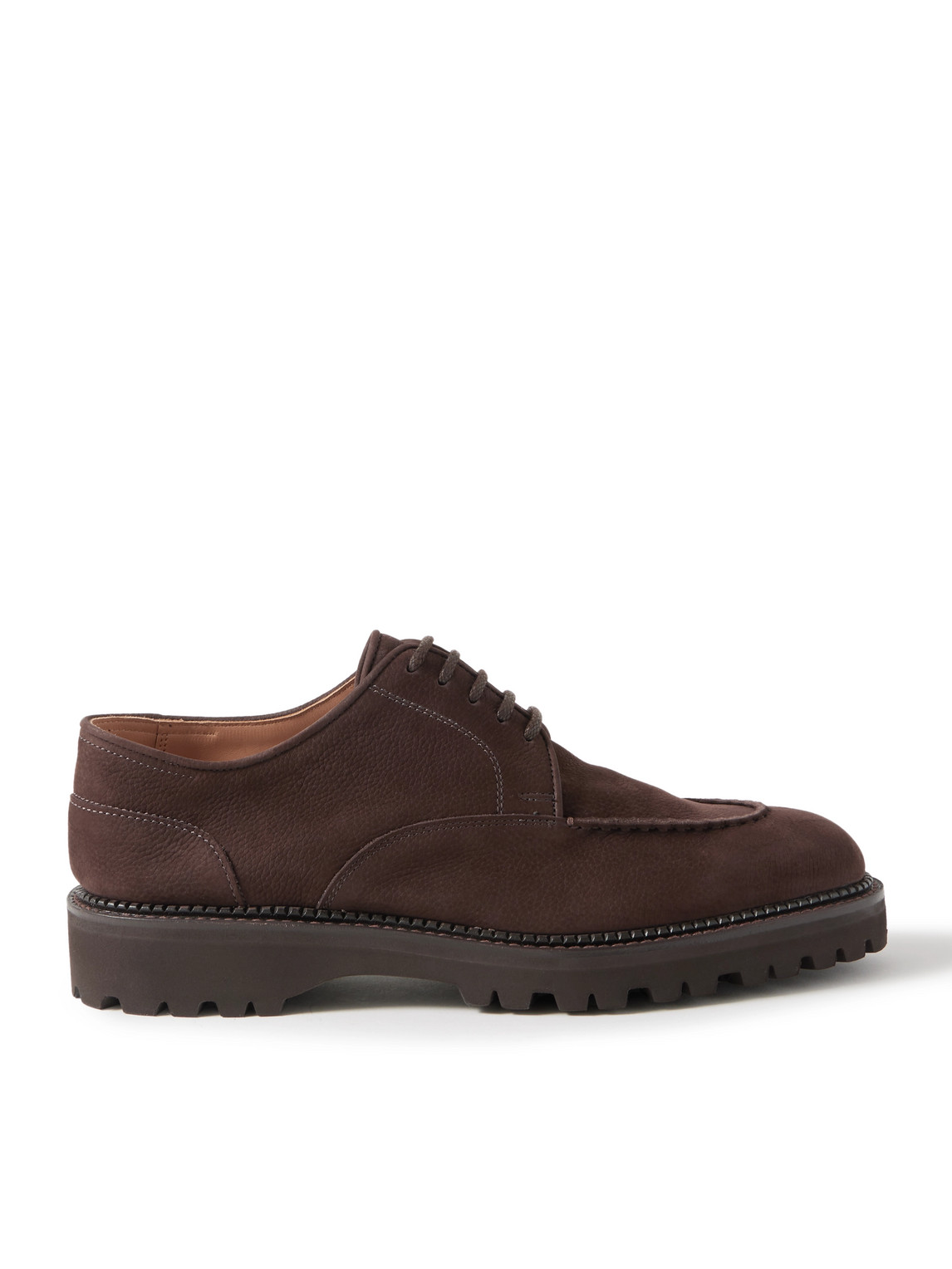 John Lobb Land Rugged Nubuck Derby Shoes In Brown