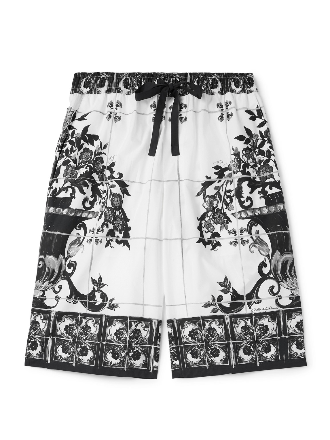Dolce & Gabbana Mallorca Straight-leg Printed Cotton-poplin Shorts