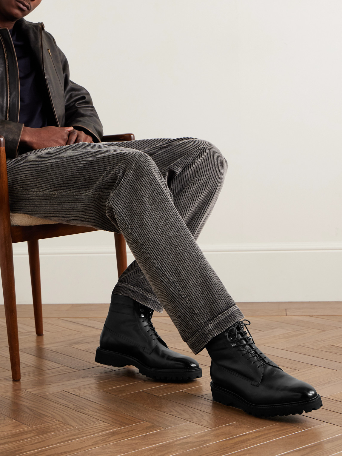 John Lobb Alder Leather Boots In Black