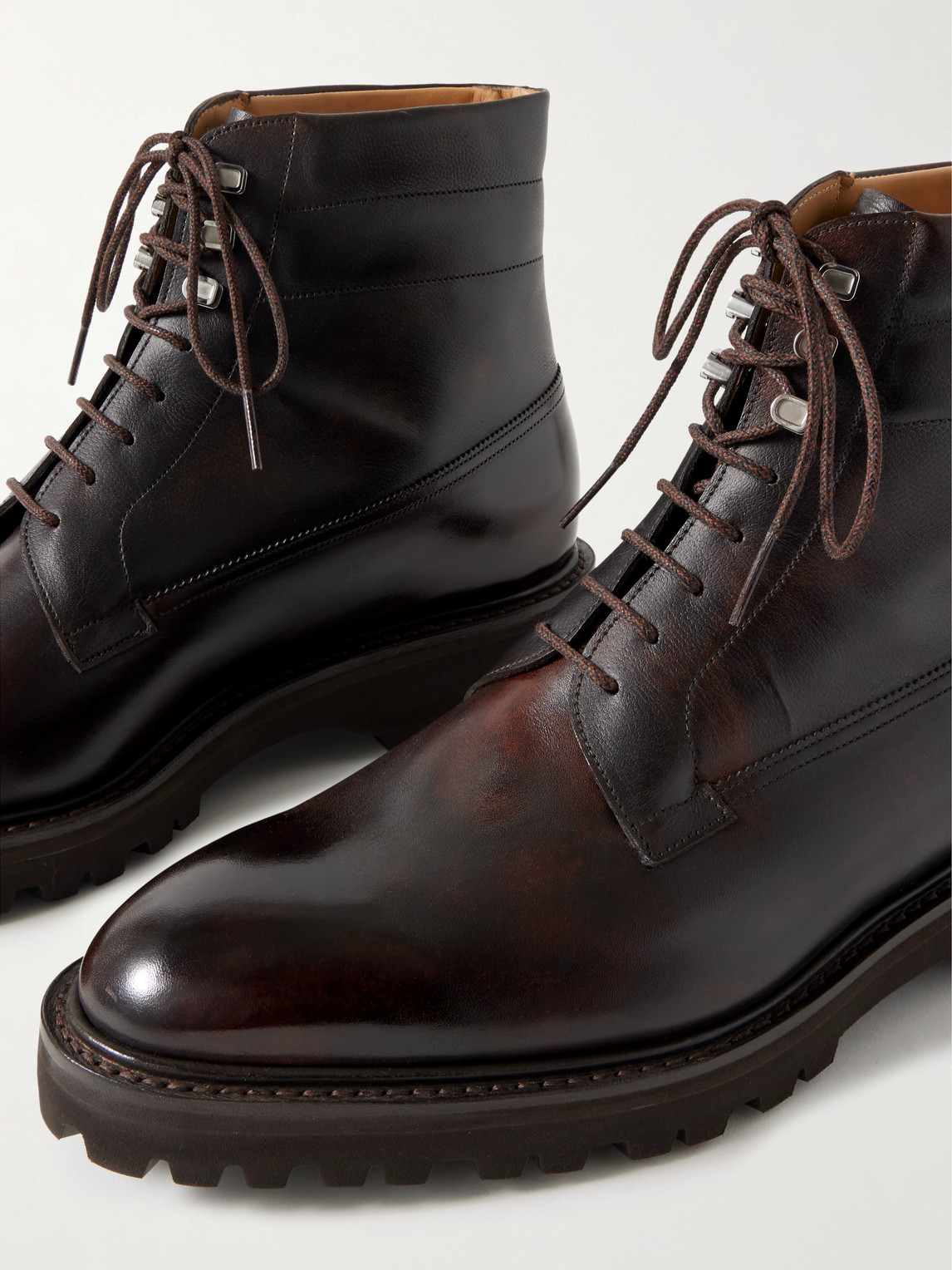 John Lobb Alder Burnished-leather Boots In Brown