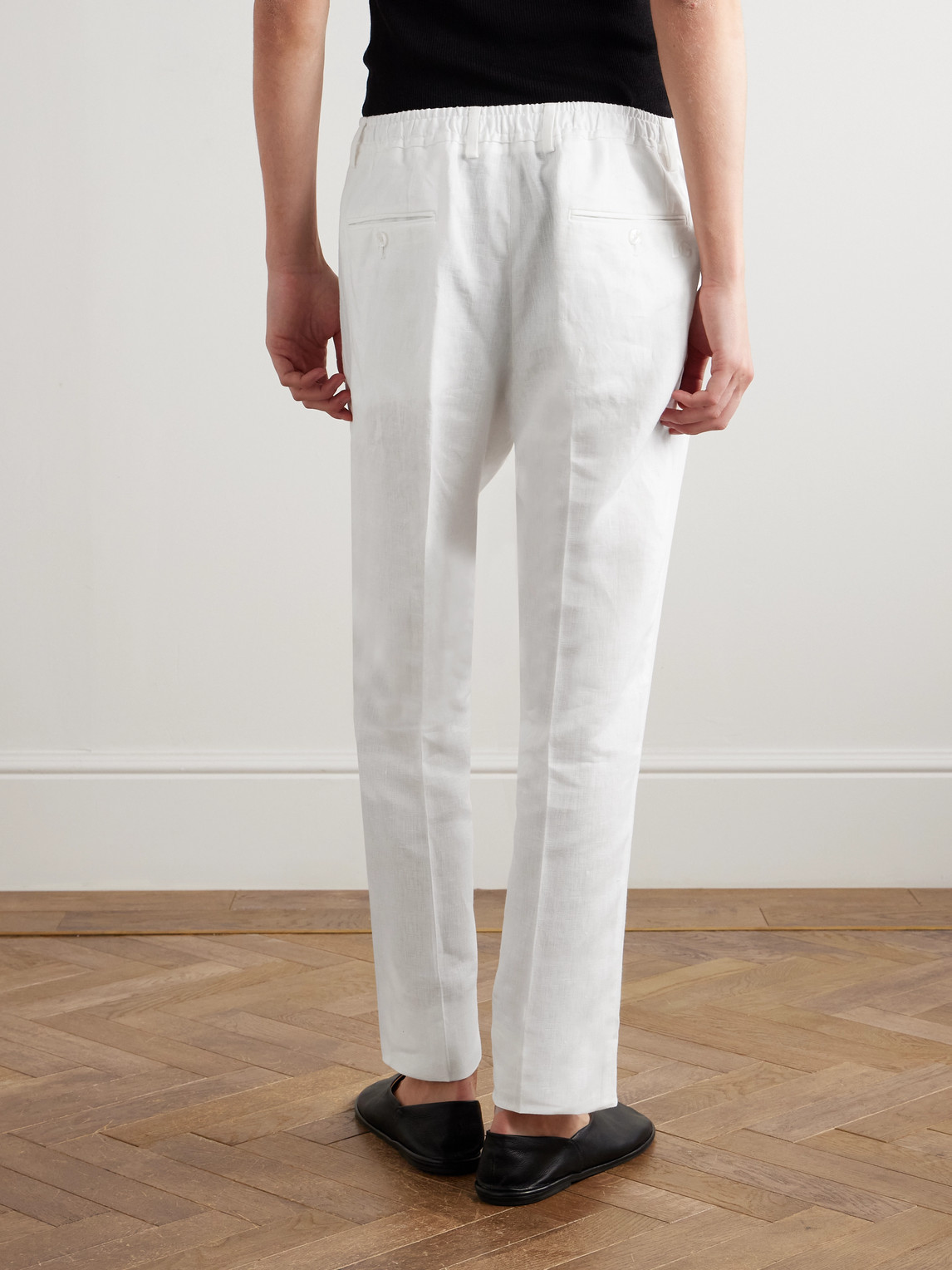 Dolce & Gabbana Straight-leg Pleated Linen Trousers In White