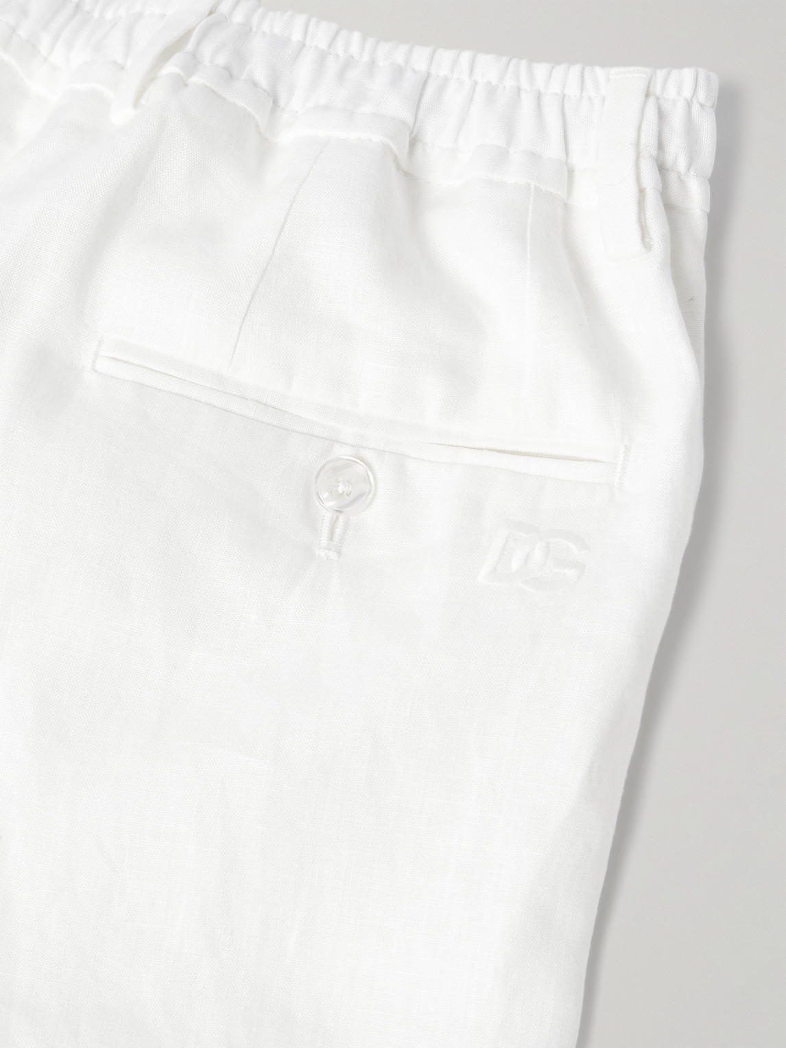 Dolce & Gabbana Straight-leg Pleated Linen Trousers In White