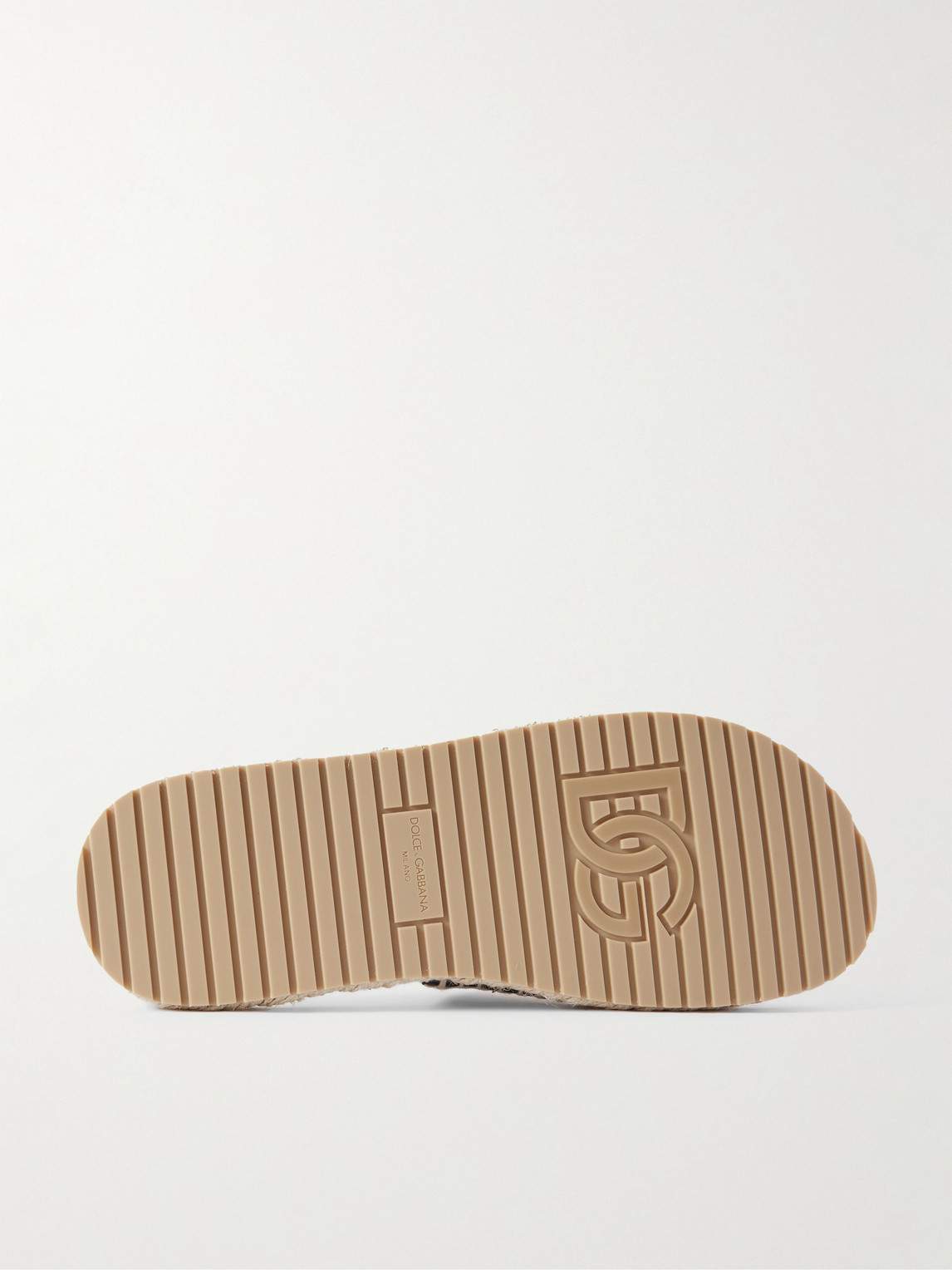 Dolce & Gabbana Logo-embroidered Canvas And Leather Espadrille Slides