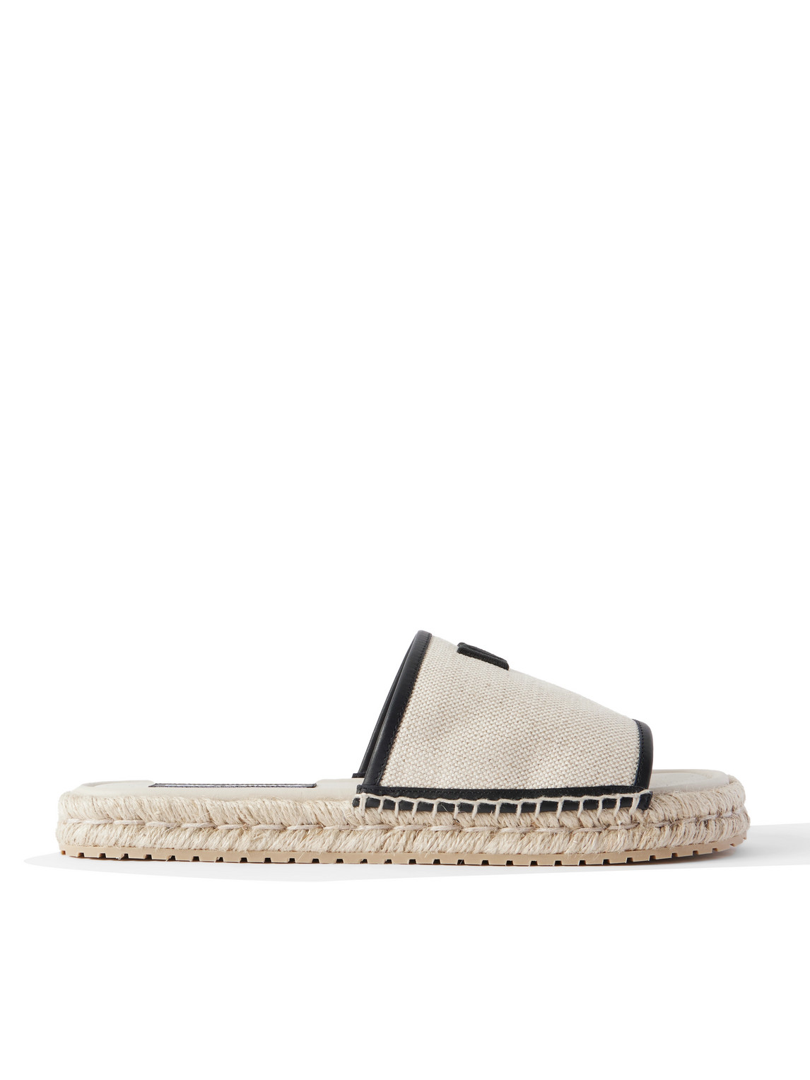 Dolce & Gabbana Logo-embroidered Canvas And Leather Espadrille Slides