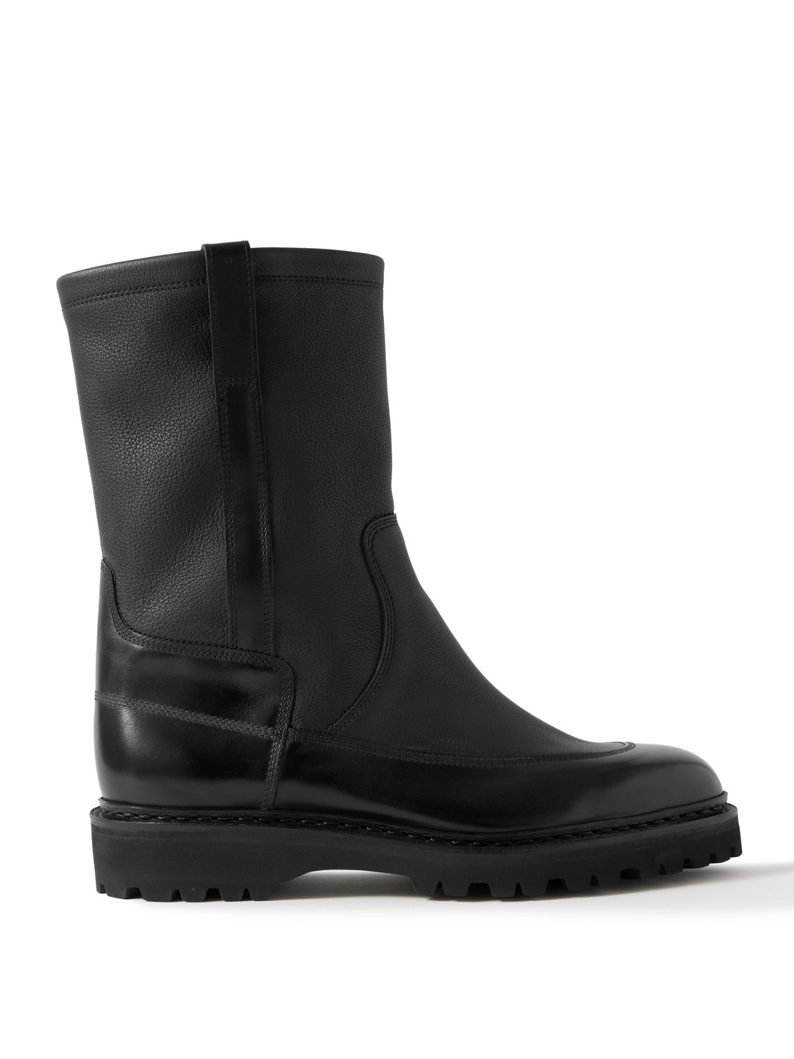 John Lobb Ridge Smooth And Full-grain Leather Chelsea Boots In Black