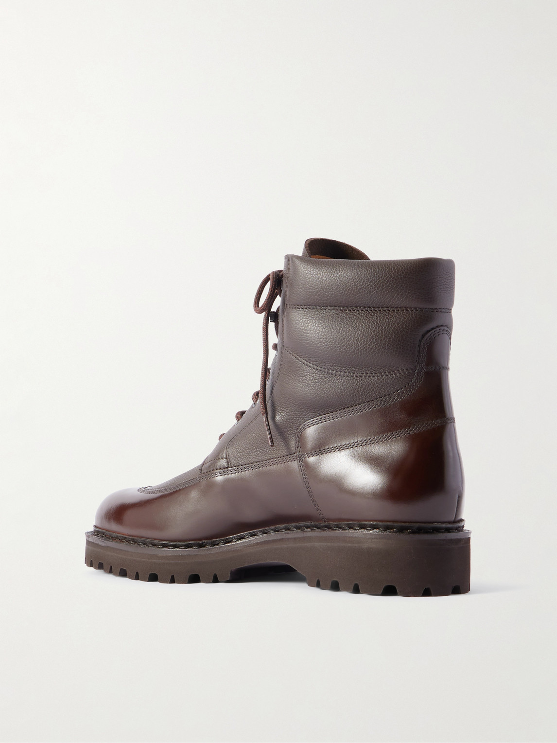 John Lobb Peak Panelled Leather Boots In Brown