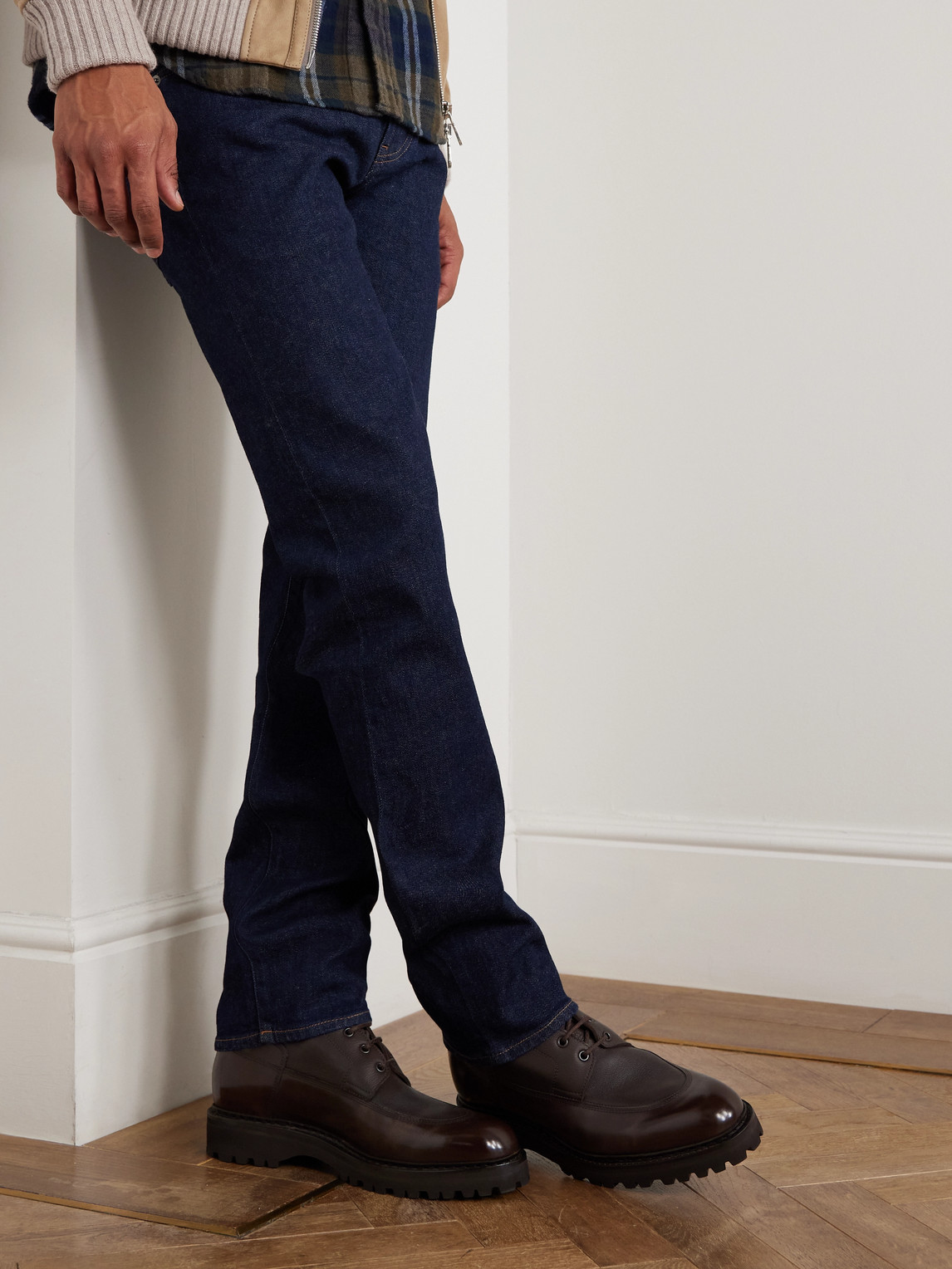 John Lobb Peak Panelled Leather Boots In Brown