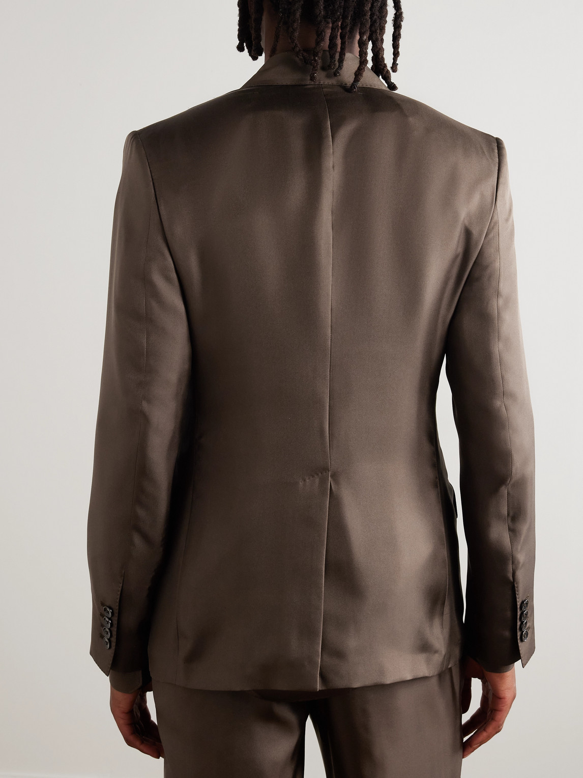 Dolce & Gabbana Double-breasted Silk-twill Suit Jacket In Brown