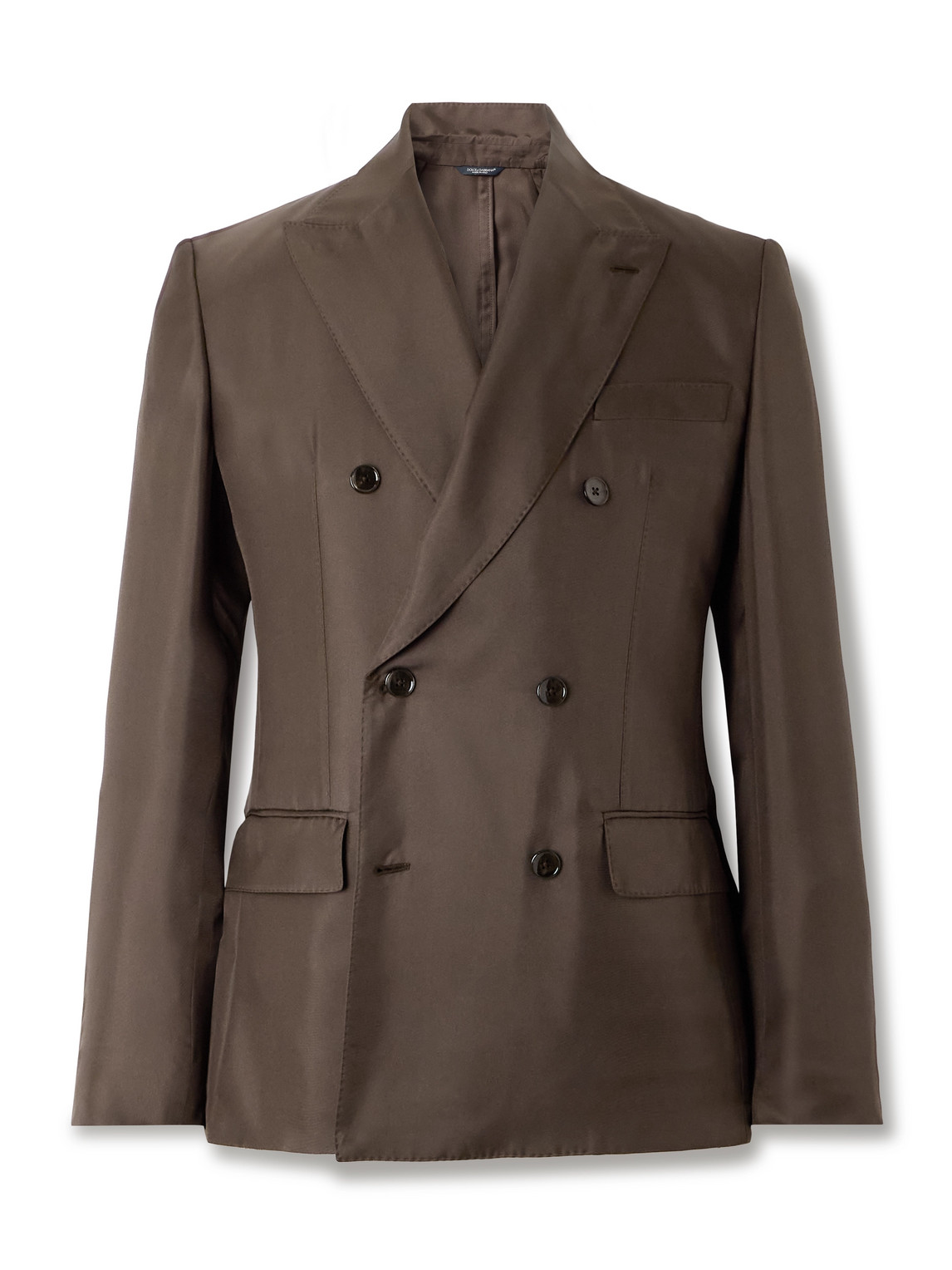 Dolce & Gabbana Double-breasted Silk-twill Suit Jacket In Brown